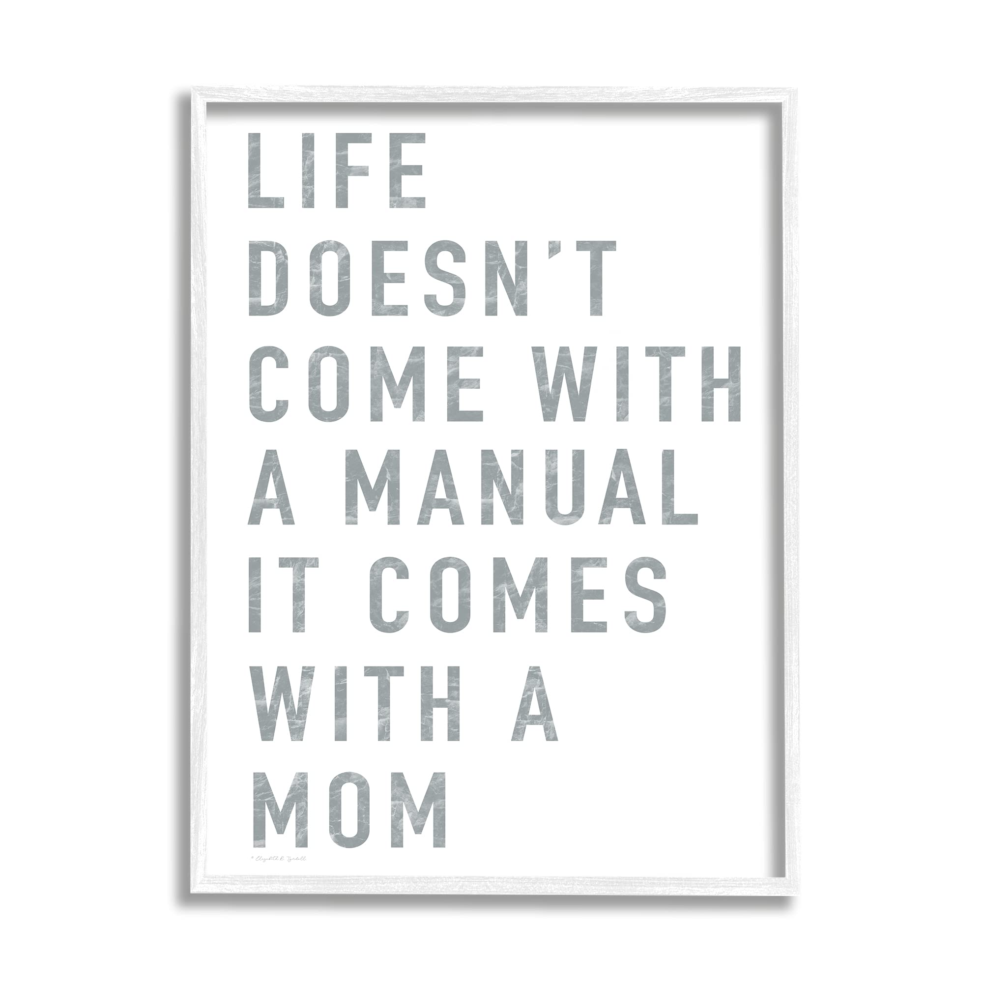 Stupell Industries 'Doesn't Come with Manual' Mom Appreciation Wall Art - Gray Text Framed Canvas Print 24