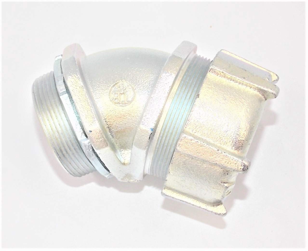 2 Inch Malleable Iron Angled Threaded Liquidtight Connector - Heavy Duty Electrical Conduit Fitting for Outdoor, Industrial, and Hazardous Locations
