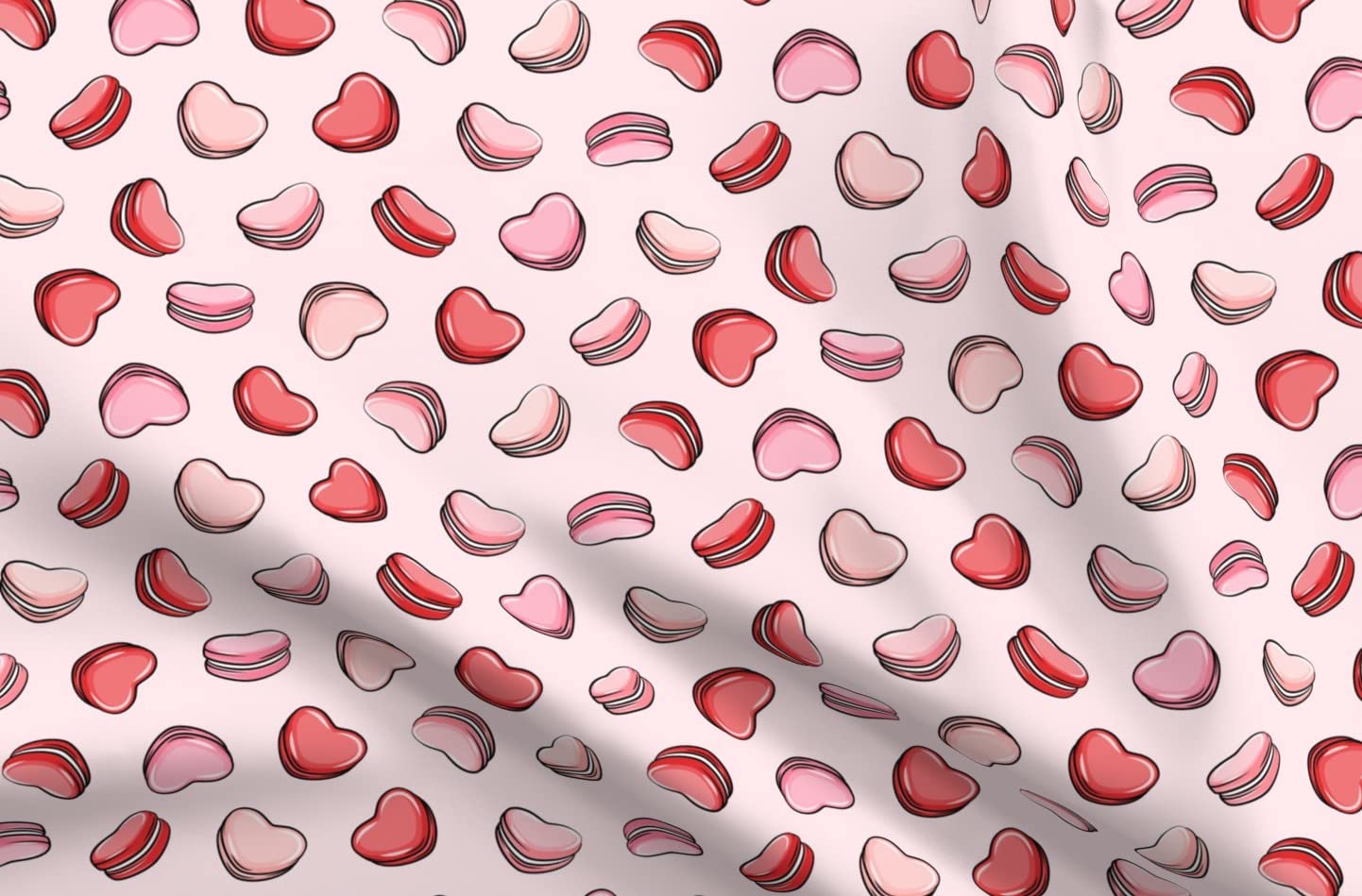 Heart Macarons Valentine's Day Printed Cotton Fabric - Pink Hearts Love Cookies Design on Petal Signature Cotton, Fat Quarter for Sewing, Quilting, Apparel & Crafts | Perfect for DIY Valentine Gifts, Home Decor & Fashion Accessories