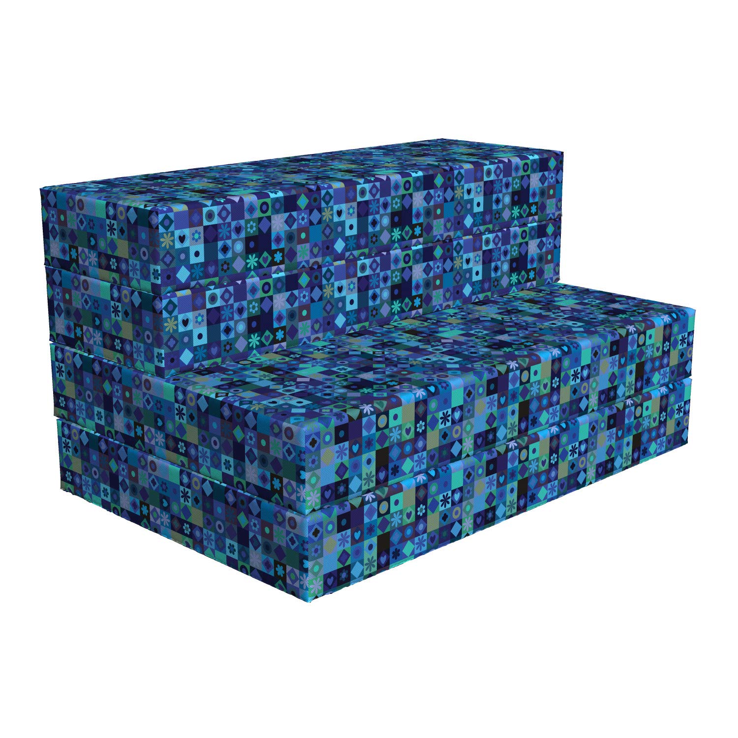 Ambesonne Blue Foldable Mattress - Play Cards Theme Design 74.8