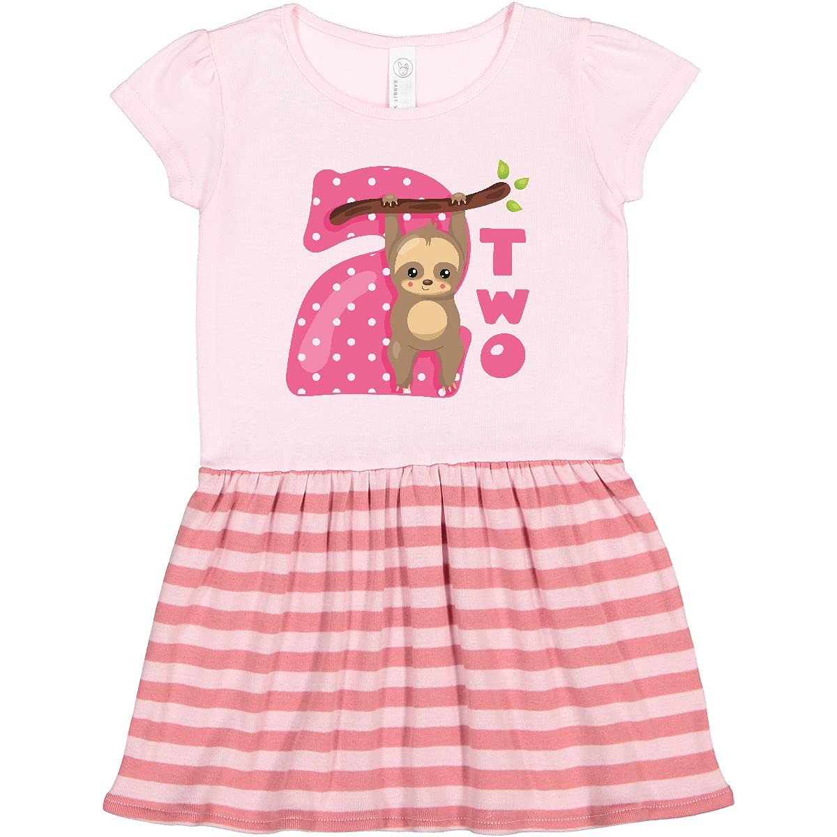 Inktastic Pink Sloth 2nd Birthday Toddler Dress - Cute Sloth Print Girls Outfit for Birthday Party & Special Occasions