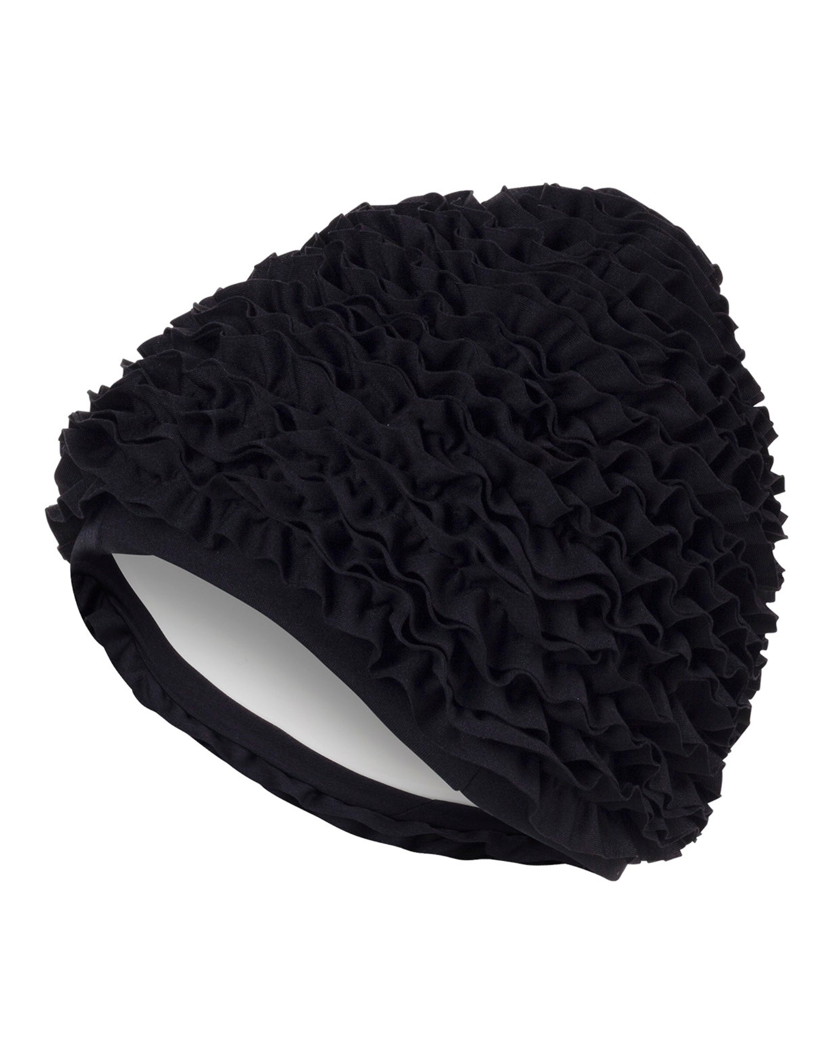 Frill Fabric Swim Cap for Women - Waterproof Silicone Swimming Cap with Adjustable Strap - Perfect for Pool, Beach, and Competitive Swimming