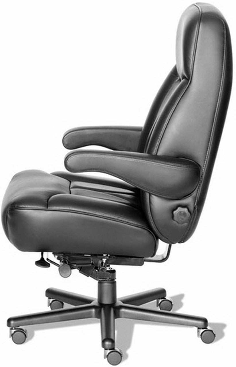 Premium Big and Tall Executive Office Chair - 2PC Set with 400 lb Weight Capacity - Ergonomic Black Leather Chair for Home & Office Workspace - ERA E5000099 - Ideal for Long Hours Sitting & Professional Environments