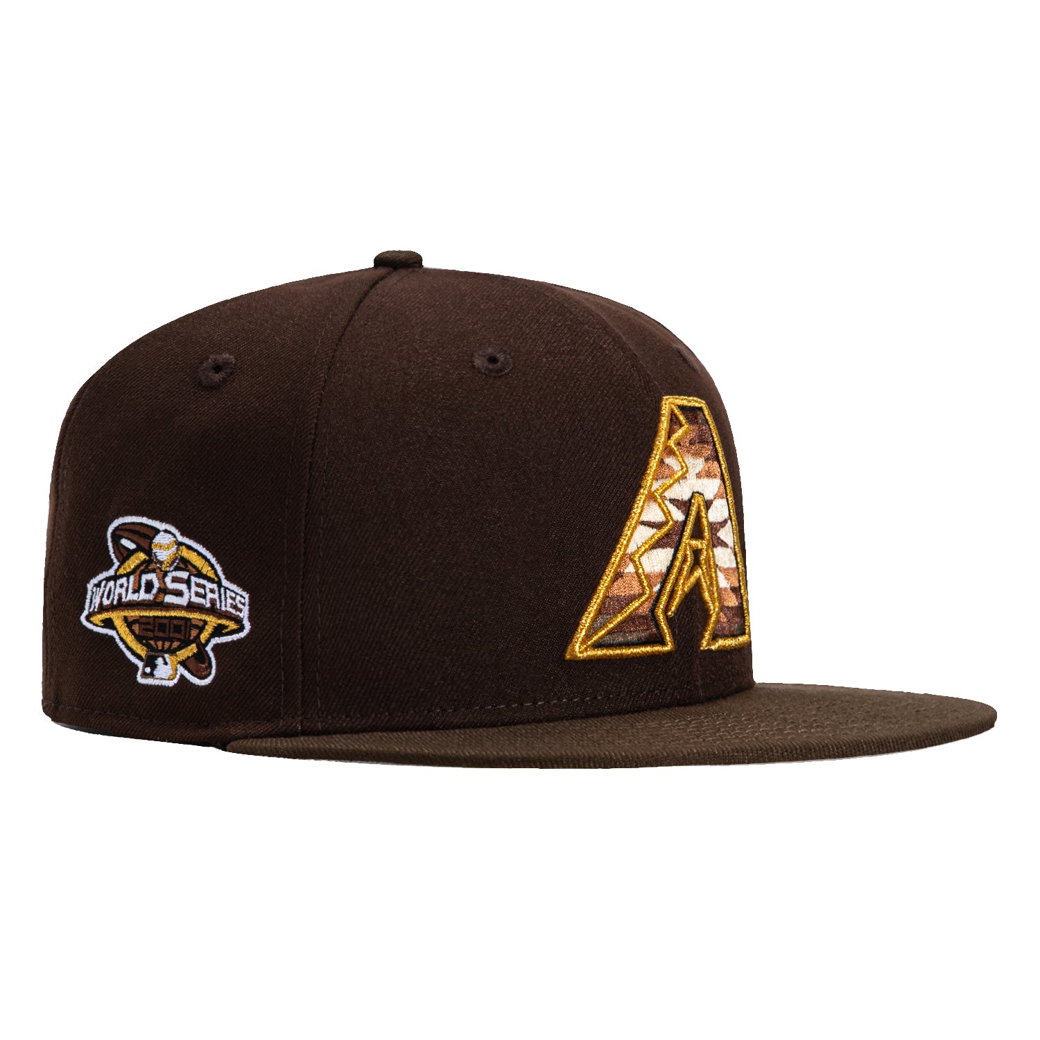 New Era 59Fifty Arizona Diamondbacks 2001 World Series Patch Snapback Hat - Brown | Vintage Baseball Cap for Men & Women | Perfect for Game Day, Sports Events & Streetwear Fashion