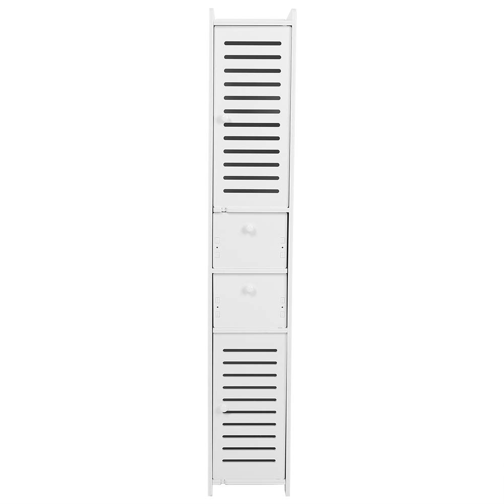 Zerone White Bathroom Storage Cabinet - Wood Plastic Corner Organizer with Doors & Shelves for Paper, Shampoo, Toiletries | Perfect for Small Bathrooms, Vanity Organization & Space Saving