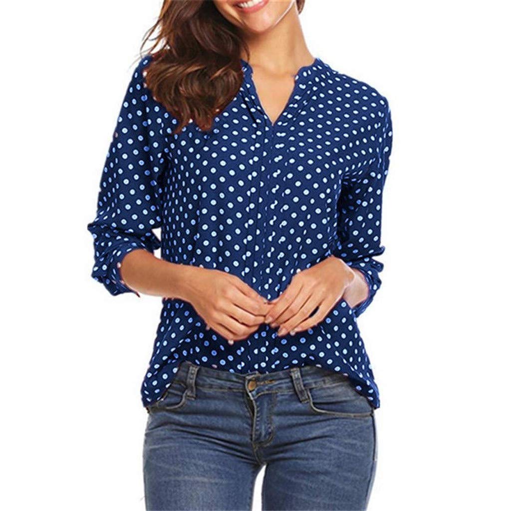 Women's Polka Dot 3/4 Sleeve V-Neck Blouse - Casual Office Work Tops for Ladies | Perfect for Business Casual, Date Night & Spring Outfits
