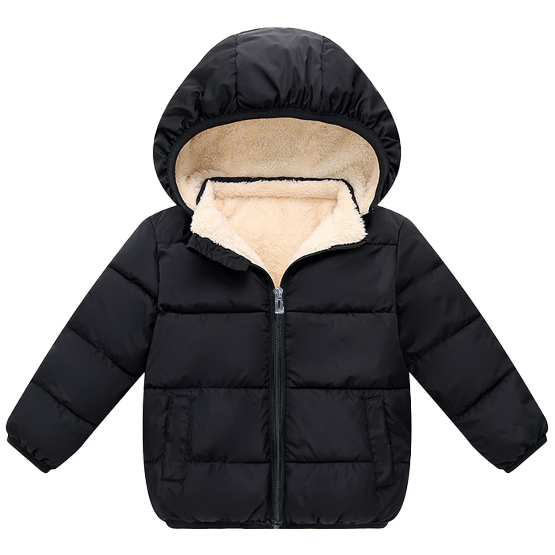 **Warm Fleece Hooded Jacket for Baby Boys & Girls - Thick Winter Coat for Toddlers - Cozy Outerwear for Cold Weather Playdates & Outdoor Adventures**