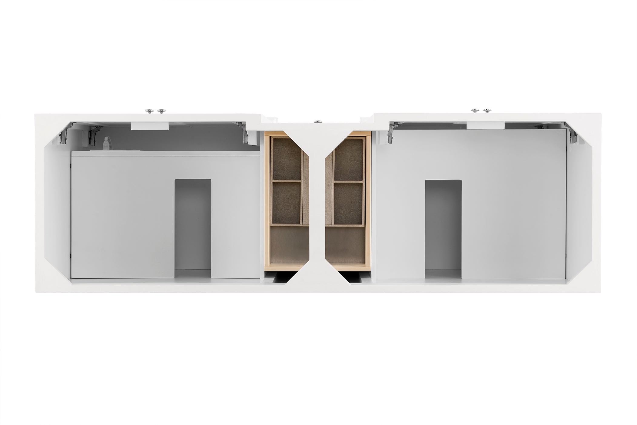 De Soto 72 Inch Double Vanity in Bright White - Modern Bathroom Sink Cabinet with Soft Close Doors & Drawers for Master Bath or Guest Bathroom