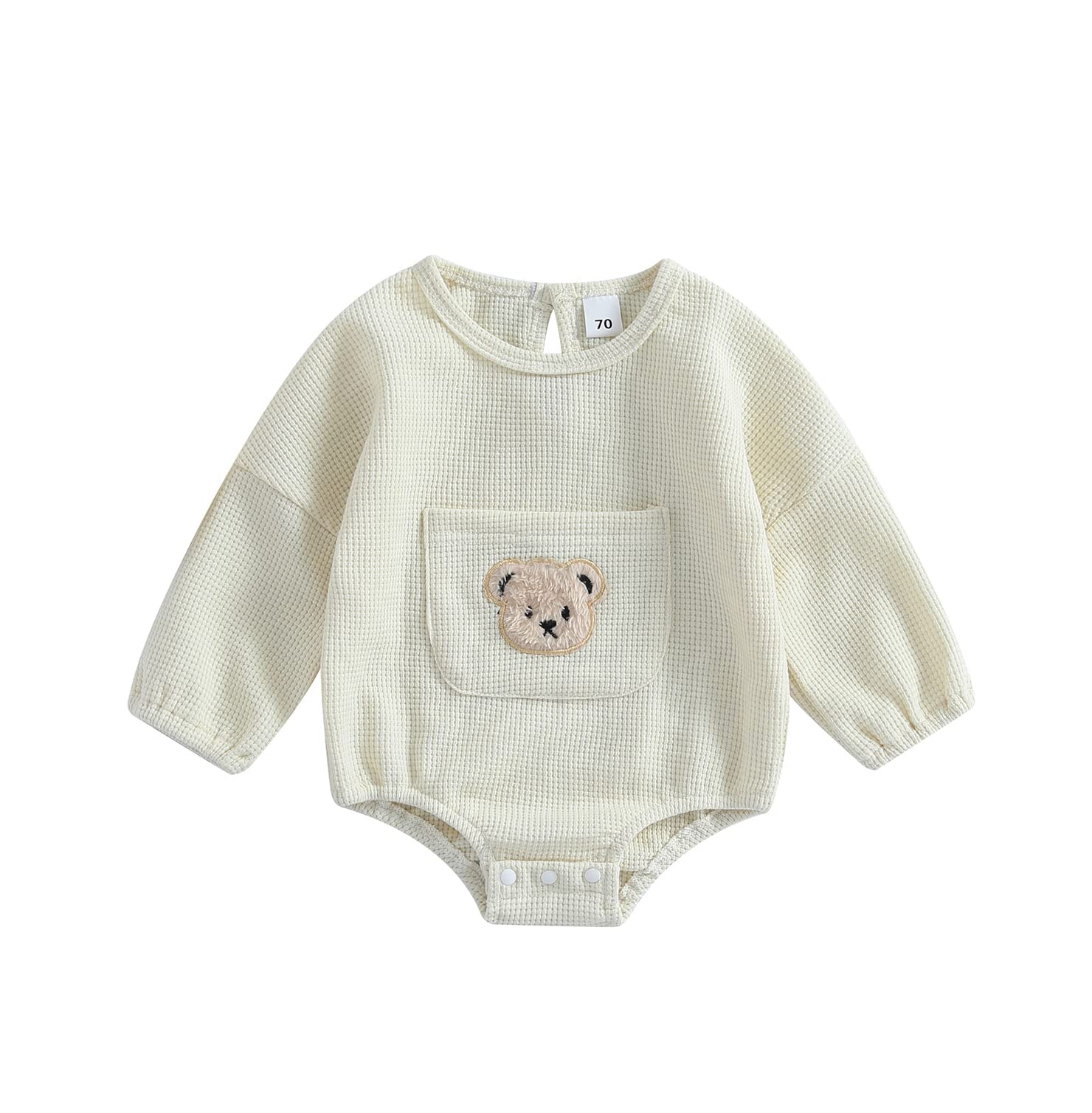 Douhoow Cute Baby Sweatshirt Romper - Waffle Knit Infant Clothes for Girls & Boys - Cozy Fall Winter Outfits - Perfect for Playdates, Family Photos & Holiday Gatherings
