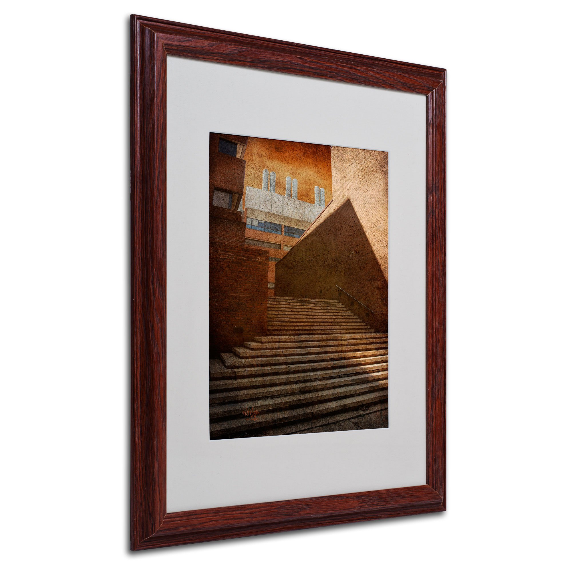 Stairway in Shadow and Light - Matted Framed Wall Art by Lois Bryan, 16x20 Inches, Wood Frame - Perfect for Living Room, Bedroom & Office Decor