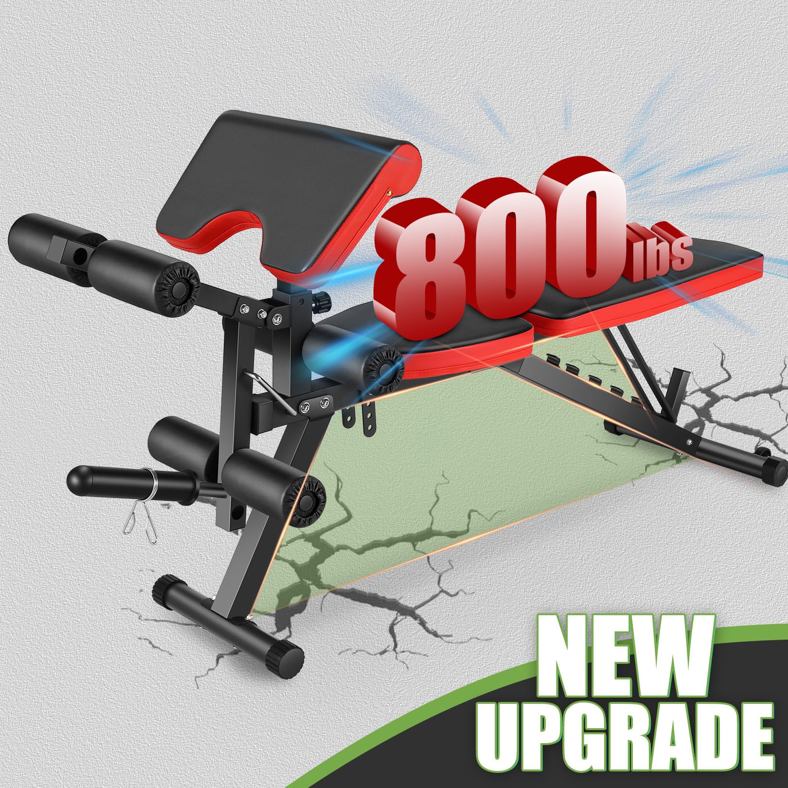 **OPPSDECOR Adjustable Weight Bench with Leg Extension & Curl, 800LBS Capacity Flat/Incline/Decline Workout Bench for Home Gym - Perfect for Strength Training, Bench Press & Full-Body Exercises**