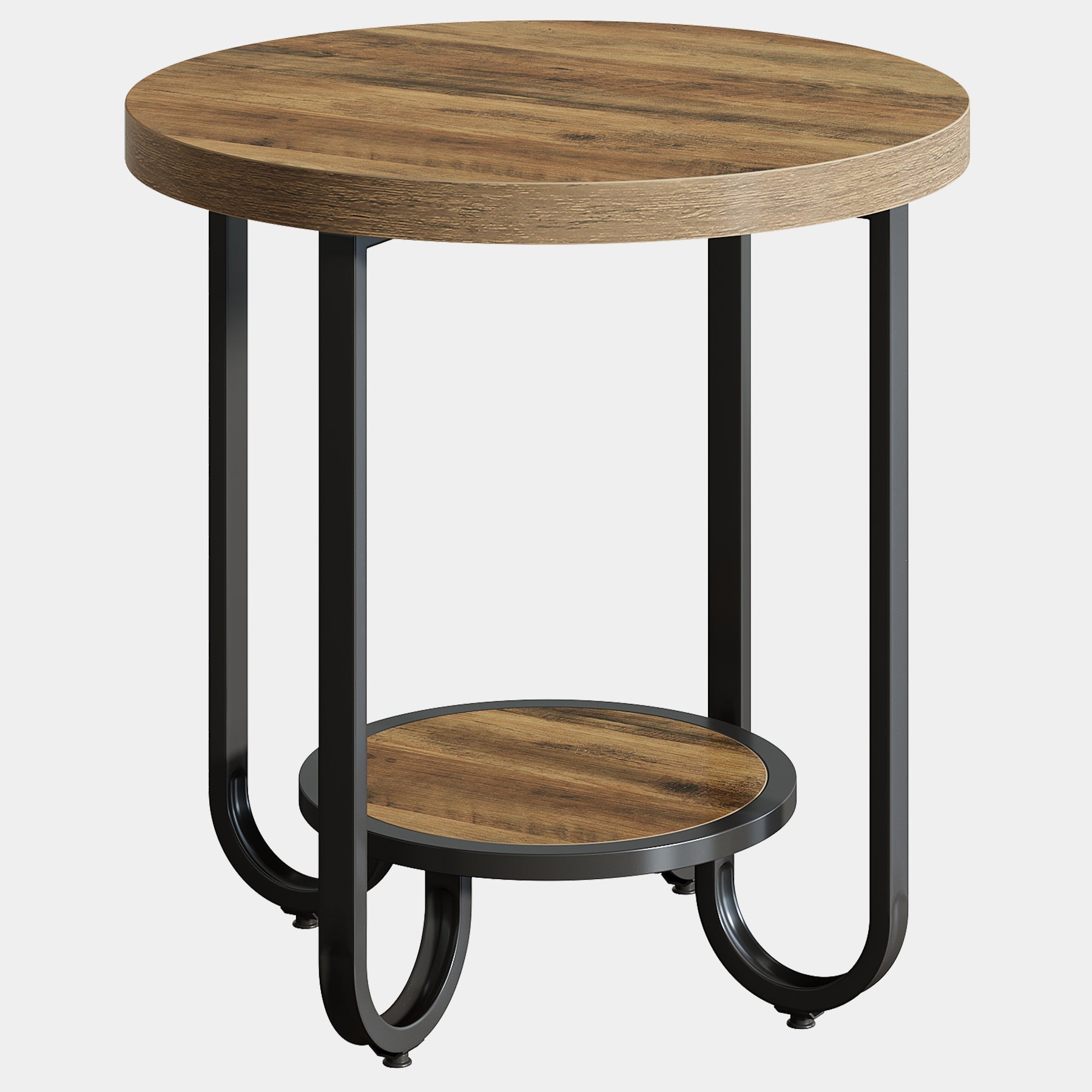 2-Tier Round End Table with Curved Metal Legs - Modern Side Table & Bedroom Nightstand for Living Room, Bedroom, or Office Decor
