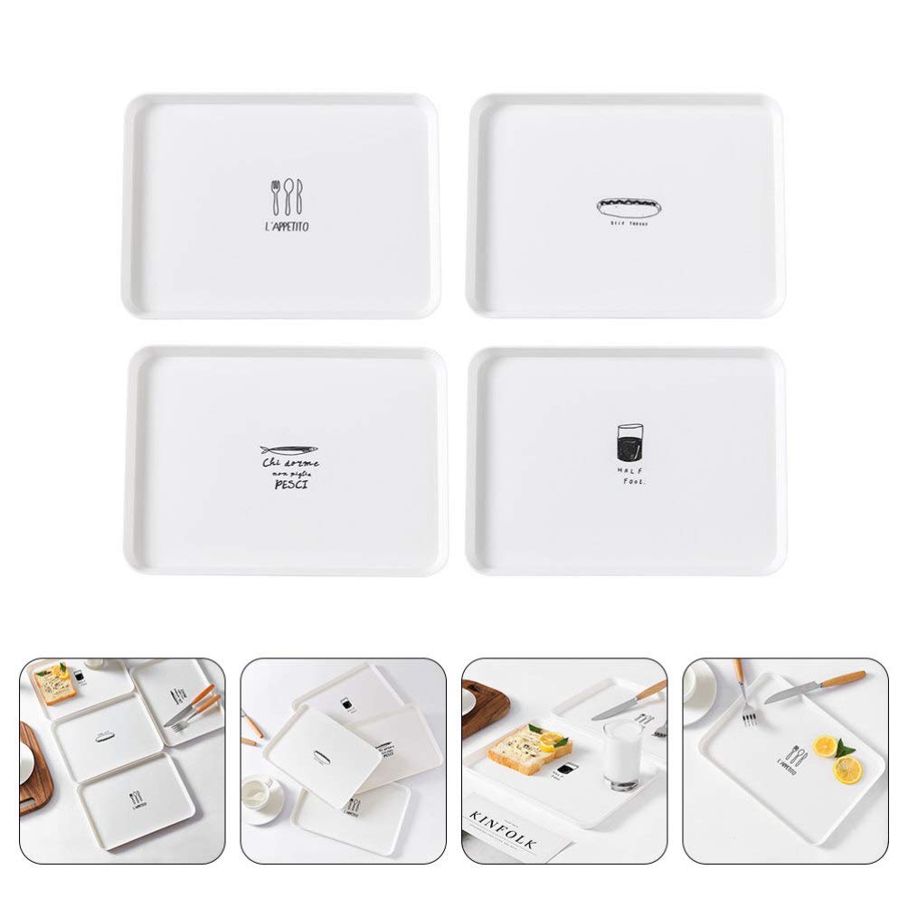 4-Piece Cabilock Plastic Dessert Plates Set - White PP Mini Cake Plates, Salad & Snack Serving Trays for Party, Candy, Cupcakes & Fruit - Perfect for Birthday, Wedding & Holiday Gatherings