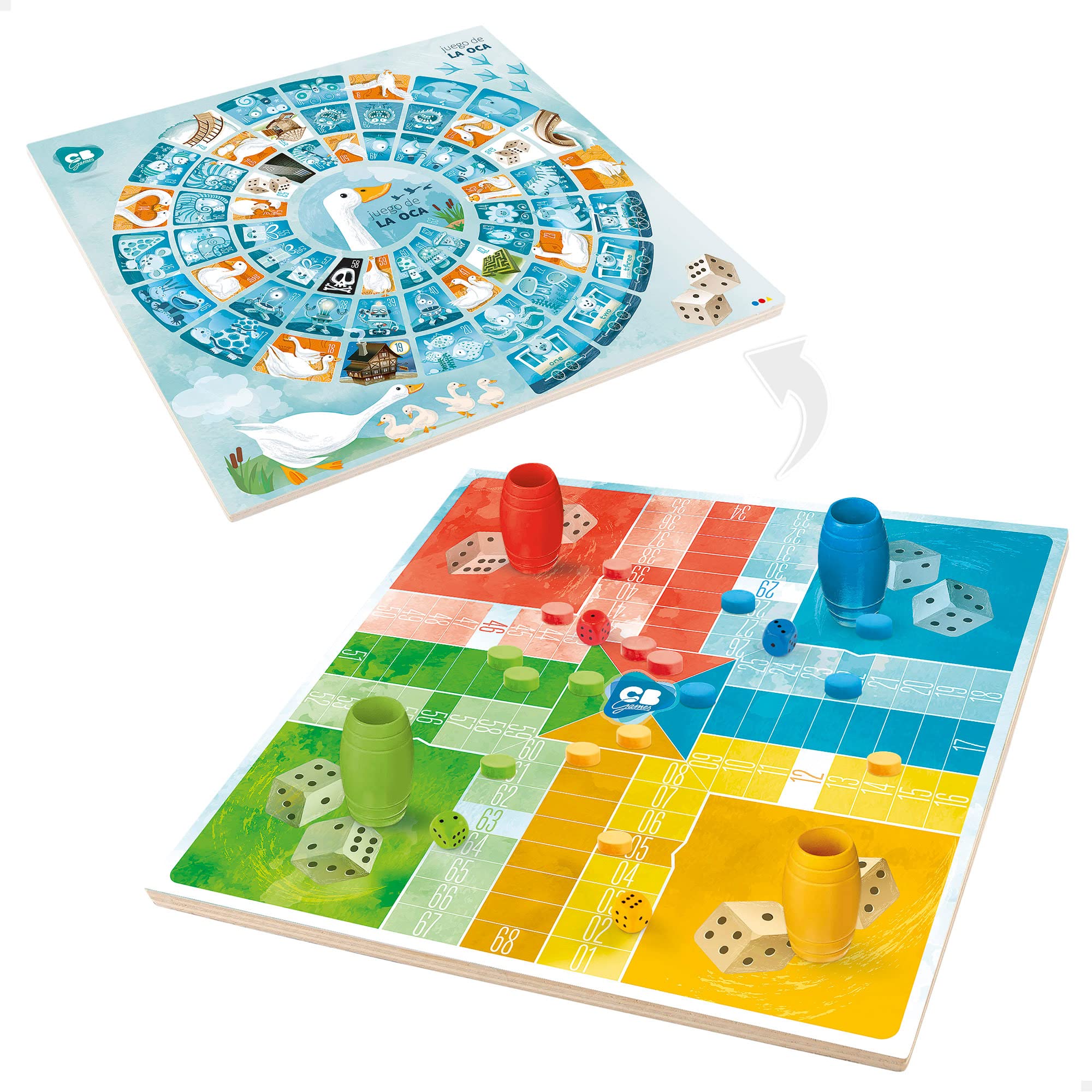 Wooden Parcheesi and Goose Board Game Set by ColorBaby - Classic Family Board Games for Kids & Adults - Perfect for Game Nights, Parties, and Indoor Family Fun