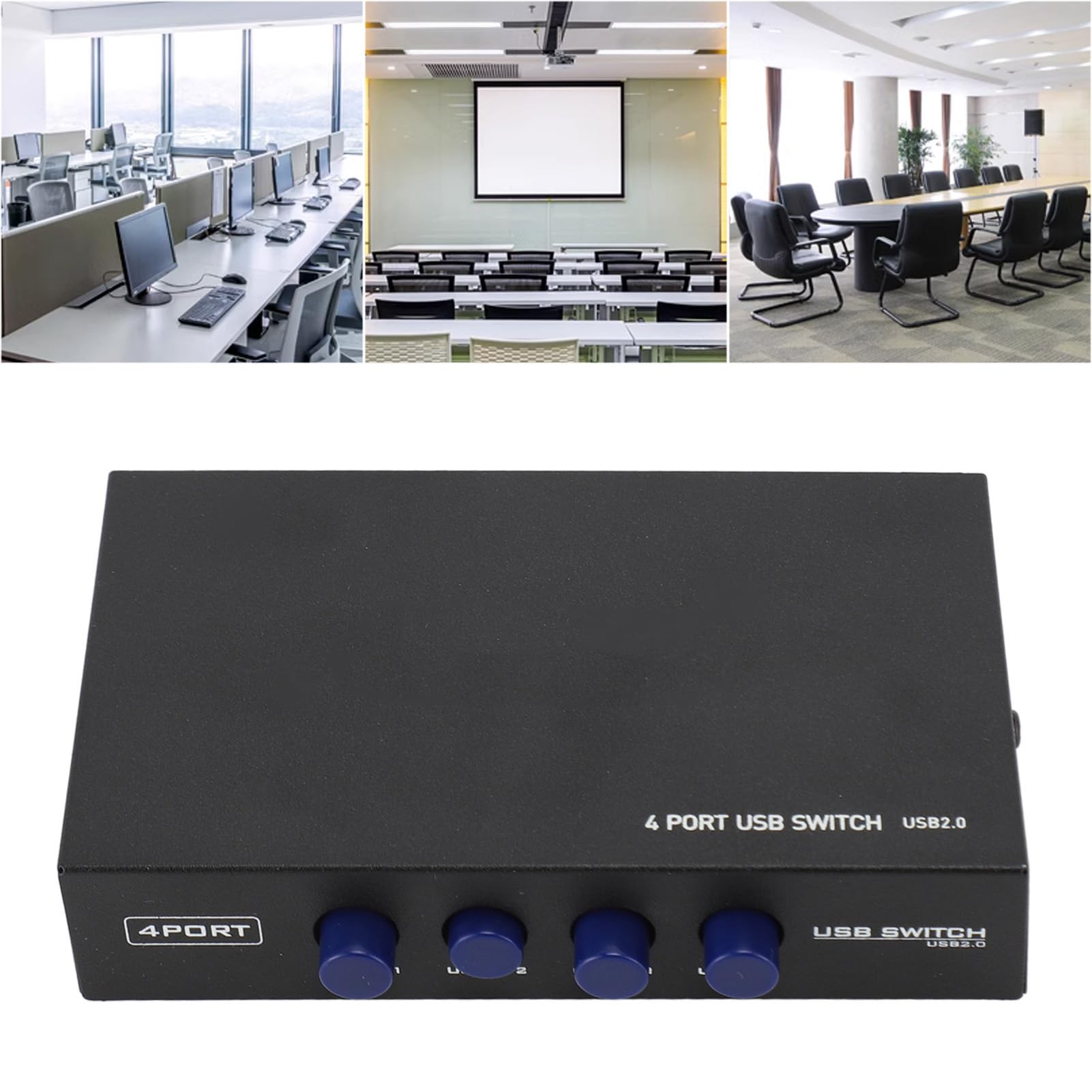 4-Port USB 2.0 Sharing Switch Hub for Printer Scanner Camera Keyboard | USB Manual Switcher Box | Compatible with Windows 98/ME/2000/XP & Mac OS X | Perfect for Home Office & Multi-Device Workstations
