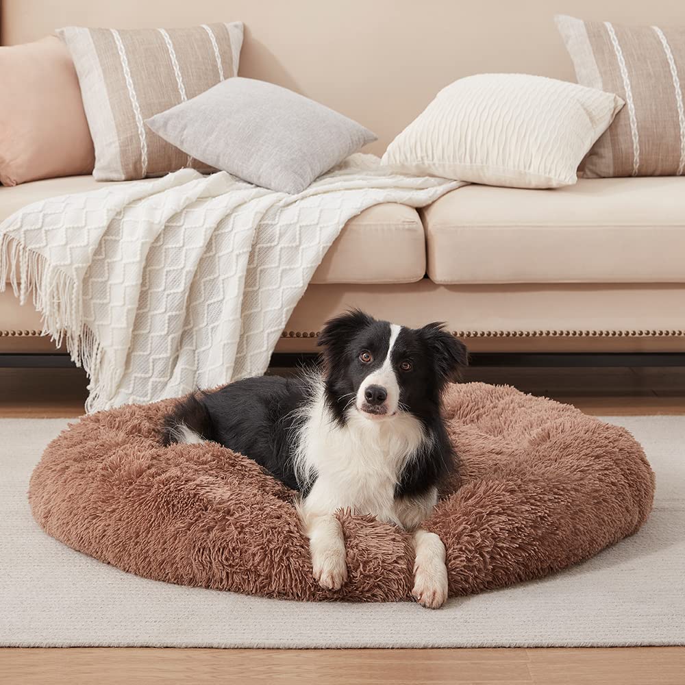 **CITAITAI Calming Donut Dog Bed for Medium Dogs - Ultra Soft Fluffy Round Pet Bed, Orthopedic Comfort for Anxiety Relief - Perfect for Crates, Living Rooms & Bedrooms**