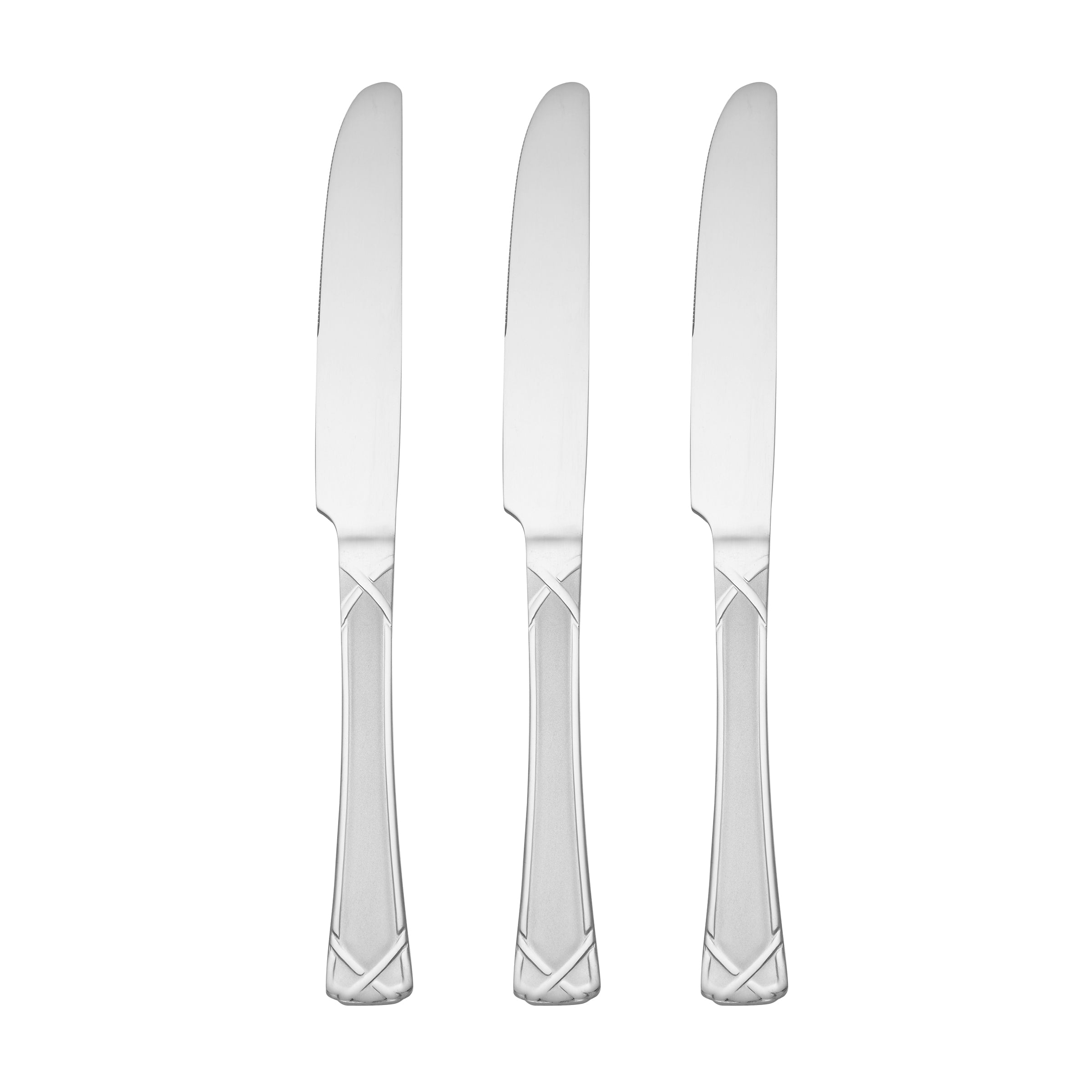 Premium Evansville Frosted Dinner Knife Set of 3 - Stainless Steel Cutlery for Formal Dining, Wedding Gifts & Elegant Table Settings