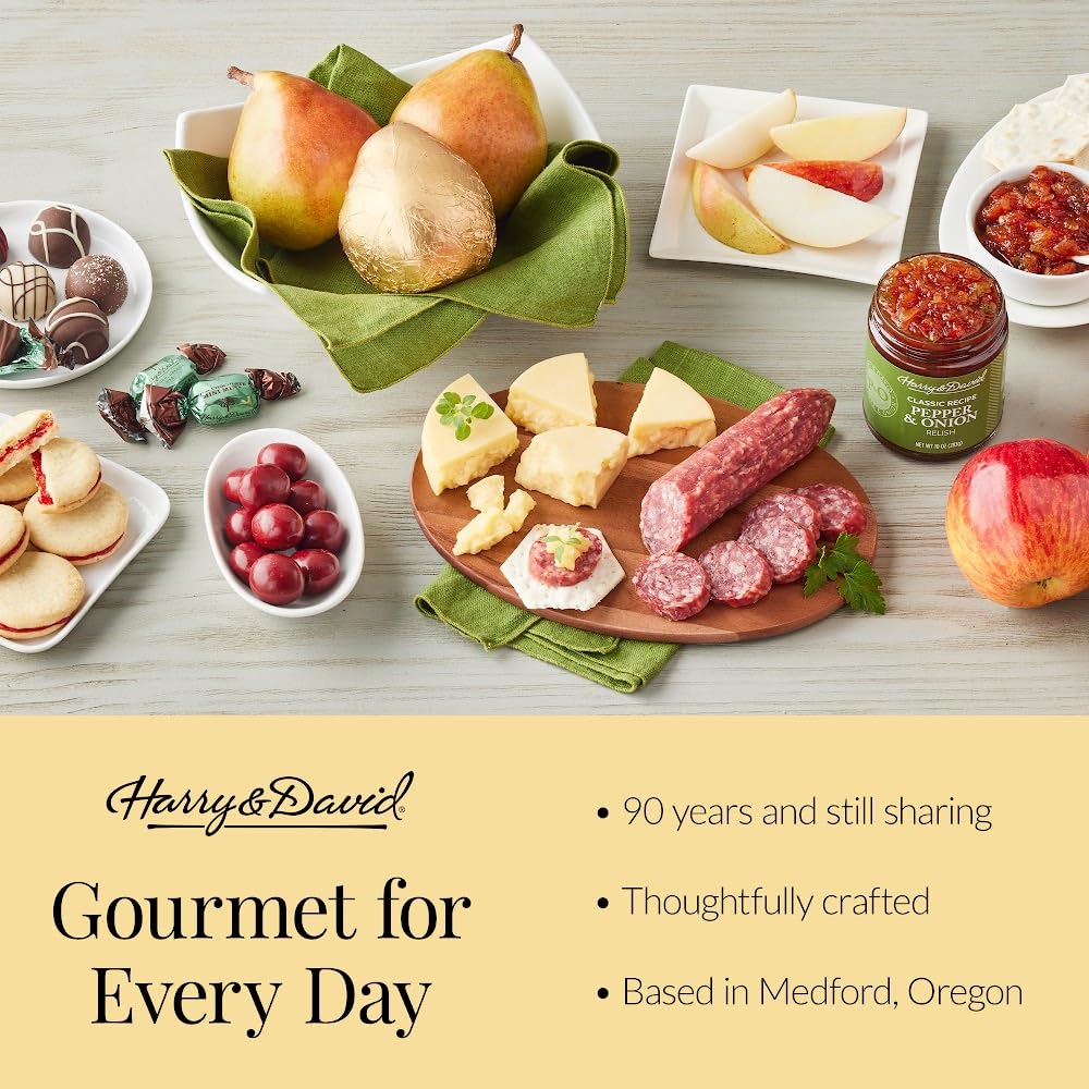 Harry & David Premium Gourmet Picnic Gift Basket with Pears, Cheese, Sausage & Crackers - Perfect for Outdoor Picnics, Camping & Holiday Gifting
