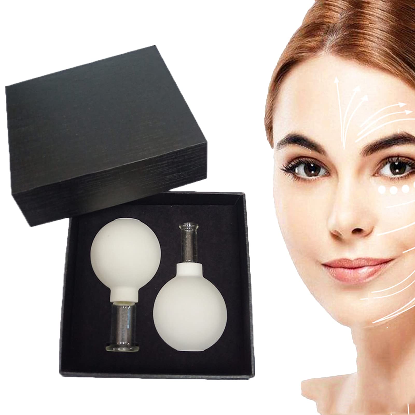 2 Pcs Facial Vacuum Massage Cupping Cups for Face Lift & Skin Rejuvenation - Anti-Aging Glass Suction Therapy Tools for Glowing Skin at Home Spa