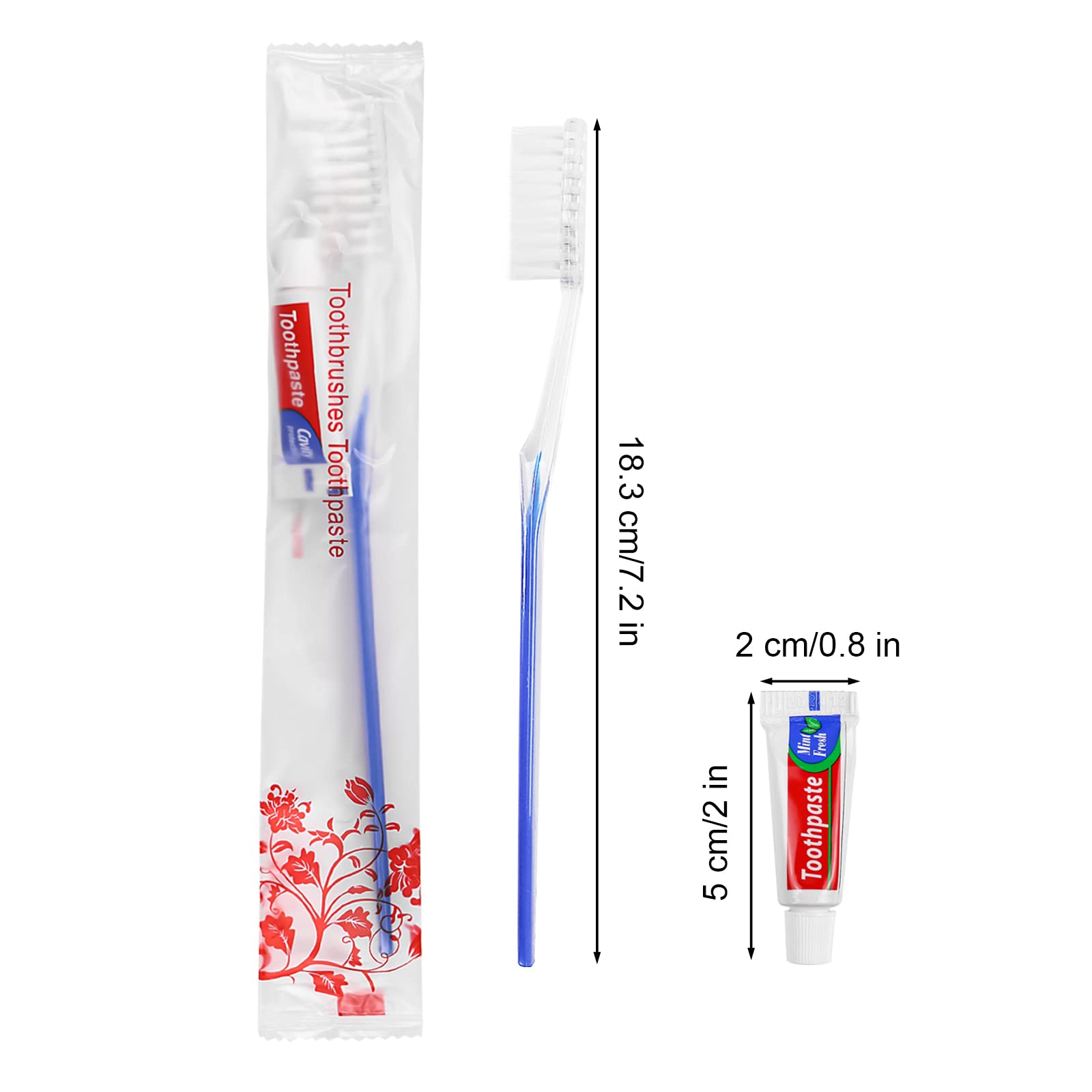 50Pcs Disposable Travel Toothbrush Set with Toothpaste - Individually Wrapped Portable Dental Care Kit for Nursing Homes, Hotels & Charity | Perfect for Travel, Camping, Airplane & Emergency Kits