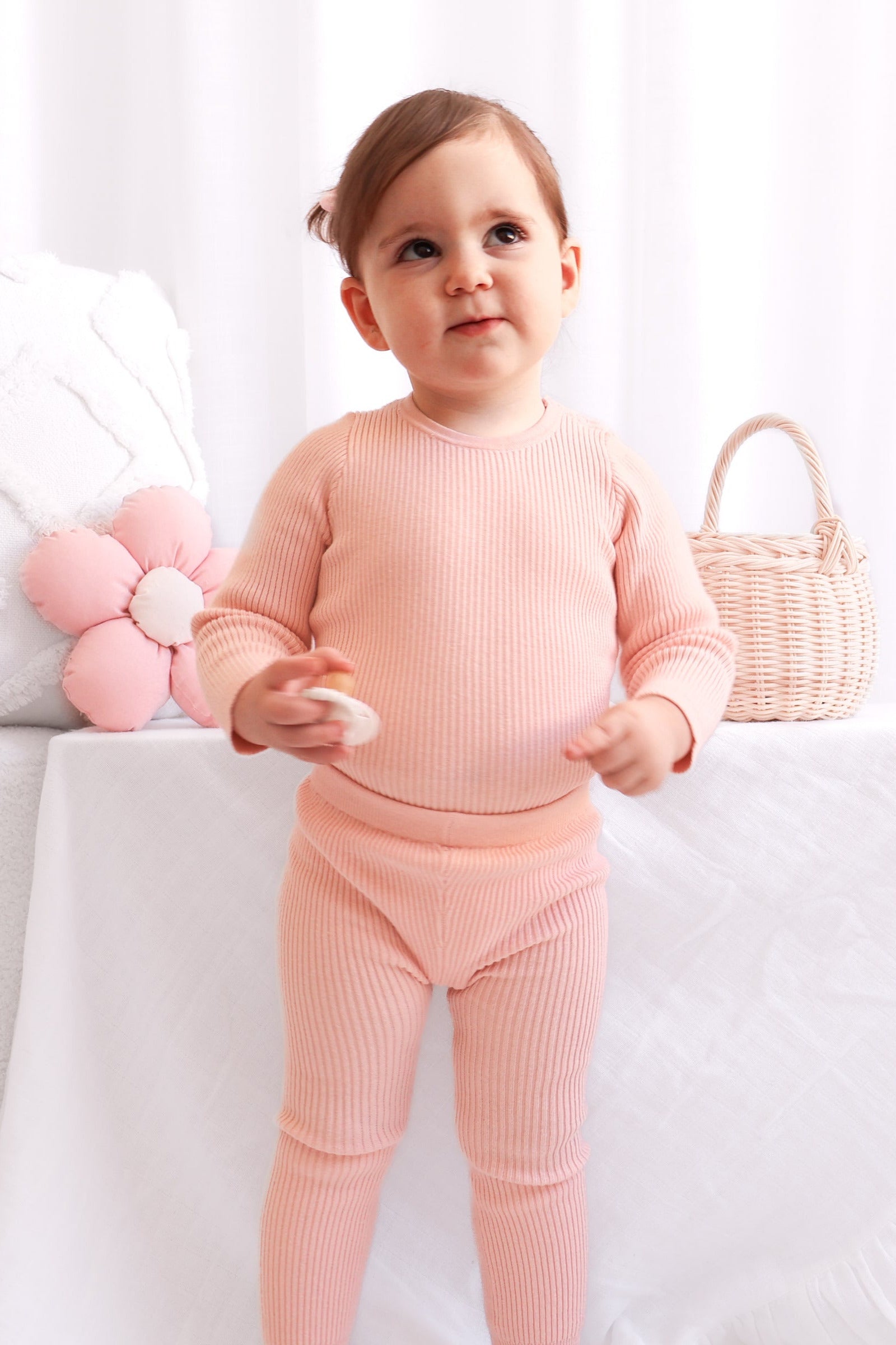 Soft Peach Knitted Bodysuit Top for Women - Comfortable & Stylish Outfit for Casual Wear, Layering, and Date Nights