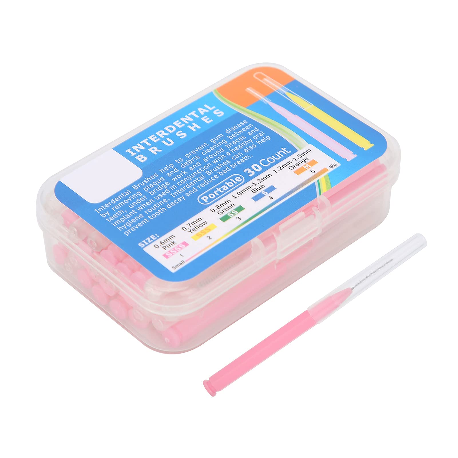 Interdental Brush Kit with Long Handle - 30pcs Dental Cleaning Tools for Braces, Gums & Teeth Care - Orthodontic Tooth Cleaner for Home, School & Office Use (Pink) - Perfect for Travel, Daily Oral Hygiene & Dental Care Routine