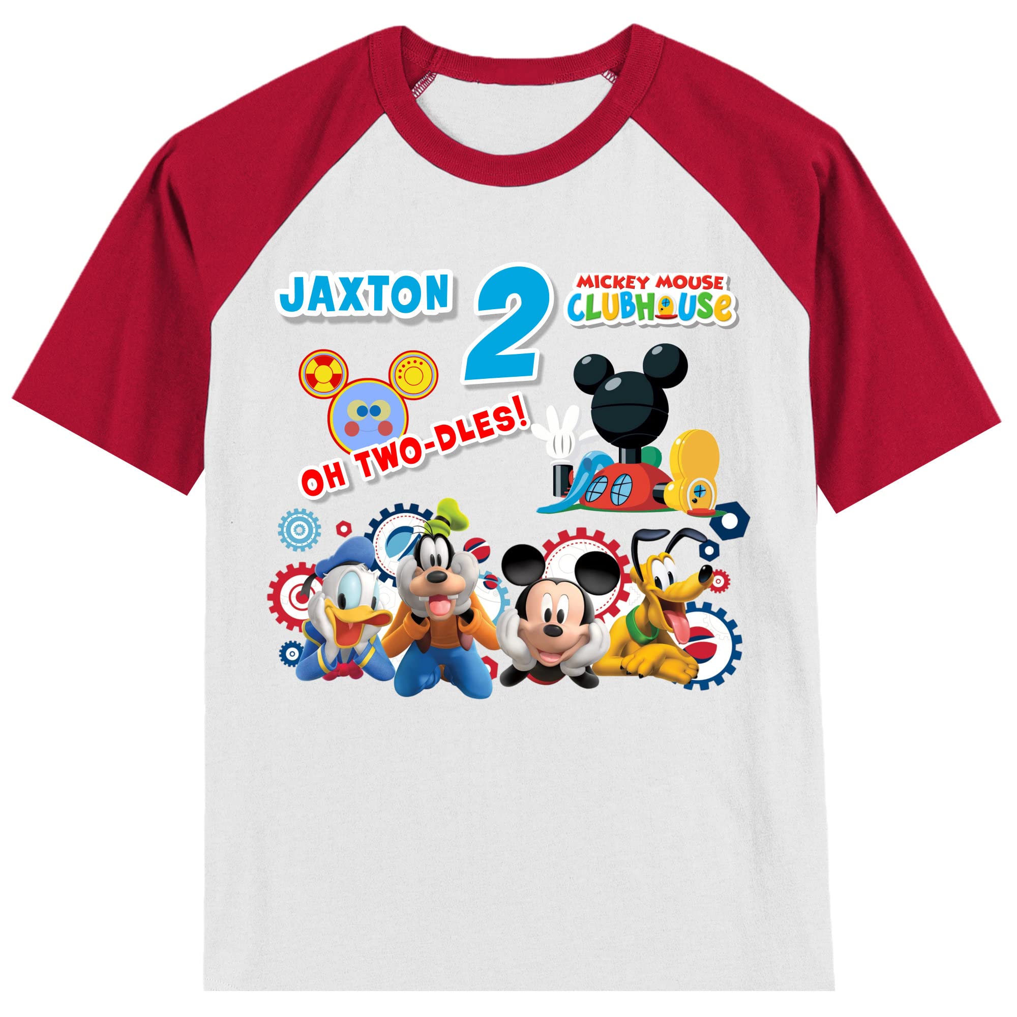 Personalized Mickey's 2nd Birthday Shirt for Boys & Girls | Custom Twodles Birthday T-Shirt with Name & Age | Handmade Unisex Short Sleeve Raglan Tee | Perfect for Birthday Parties, Photo Shoots & Special Celebrations