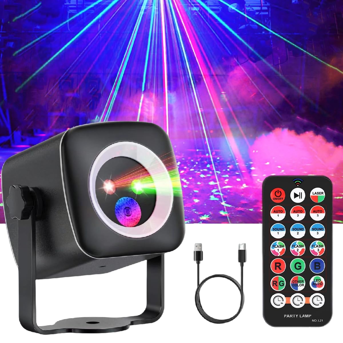 DJ Disco Party Lights - Sound Activated Strobe Dance Floor & Rave Light Show Projector for Indoor/Outdoor Events - Perfect for Christmas, Halloween, Karaoke Bars, Birthday Parties & Home Holiday Decorations | Create Amazing Atmosphere for Nightclubs, Weddings & Special Events