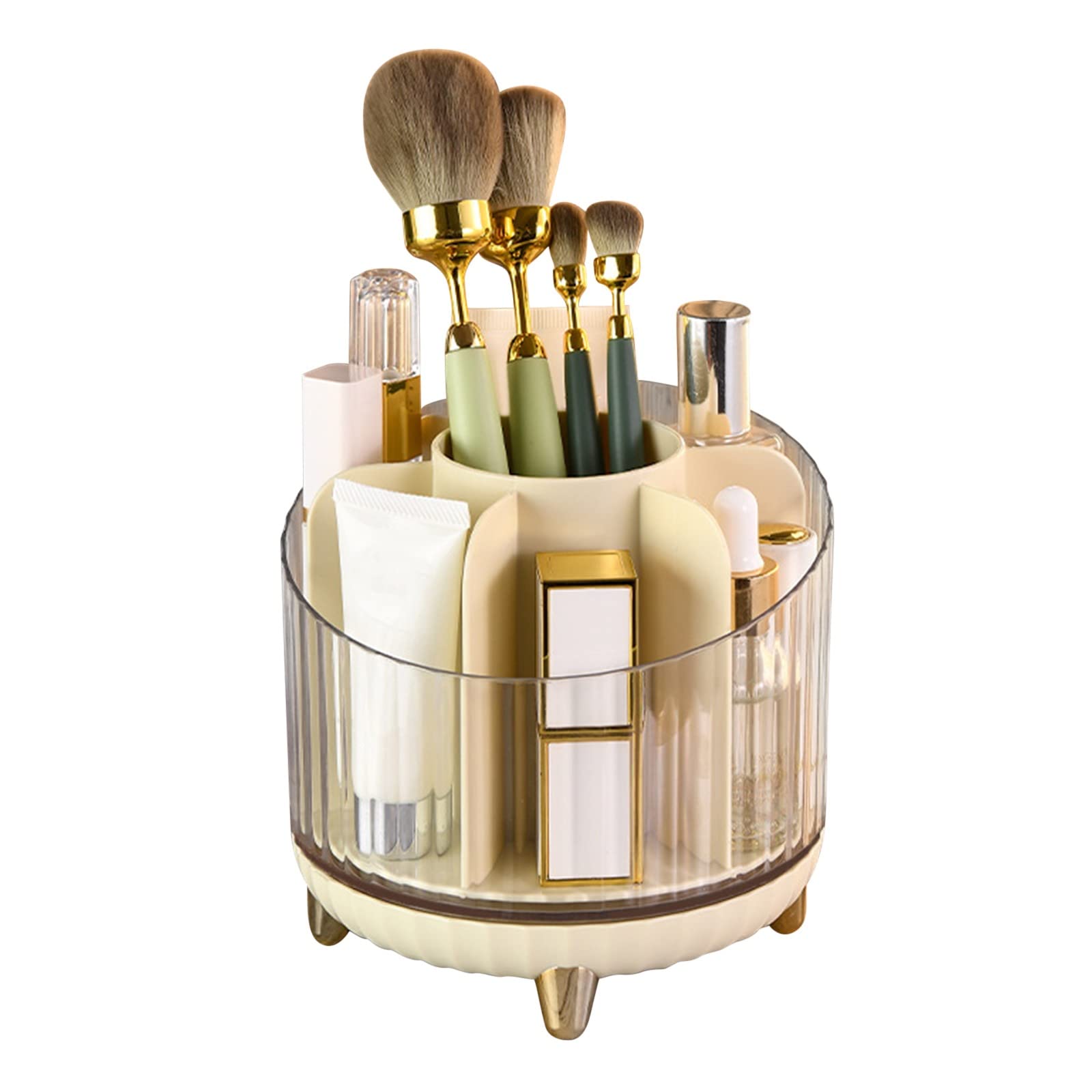 Rotating Makeup Organizer - 360° Cosmetic & Brush Storage for Vanity