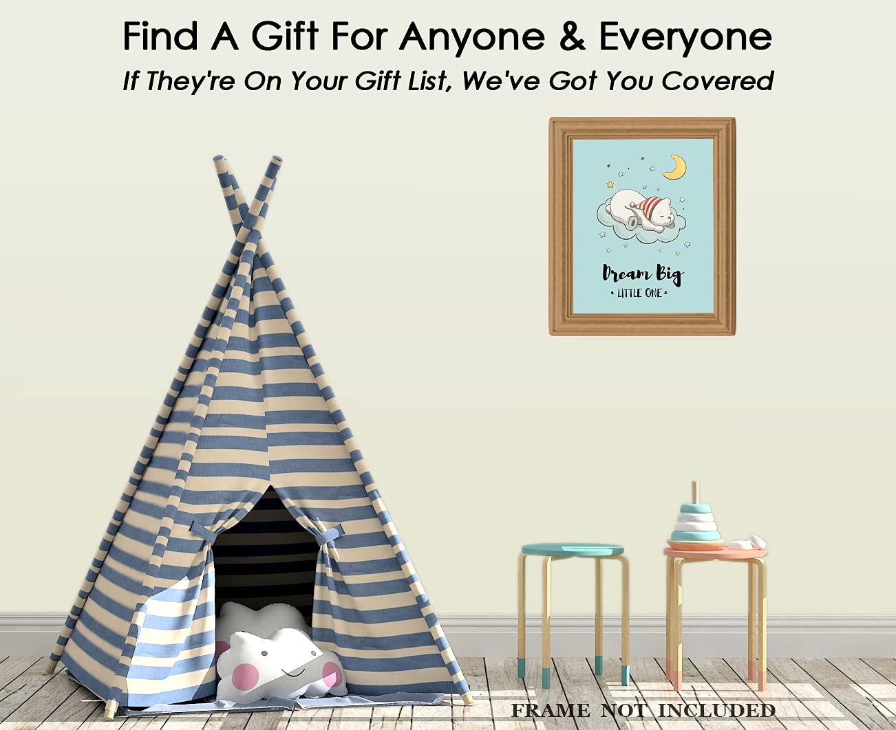 Dream Big Little One Nursery Decor - Motivational Wall Art for Kids Room