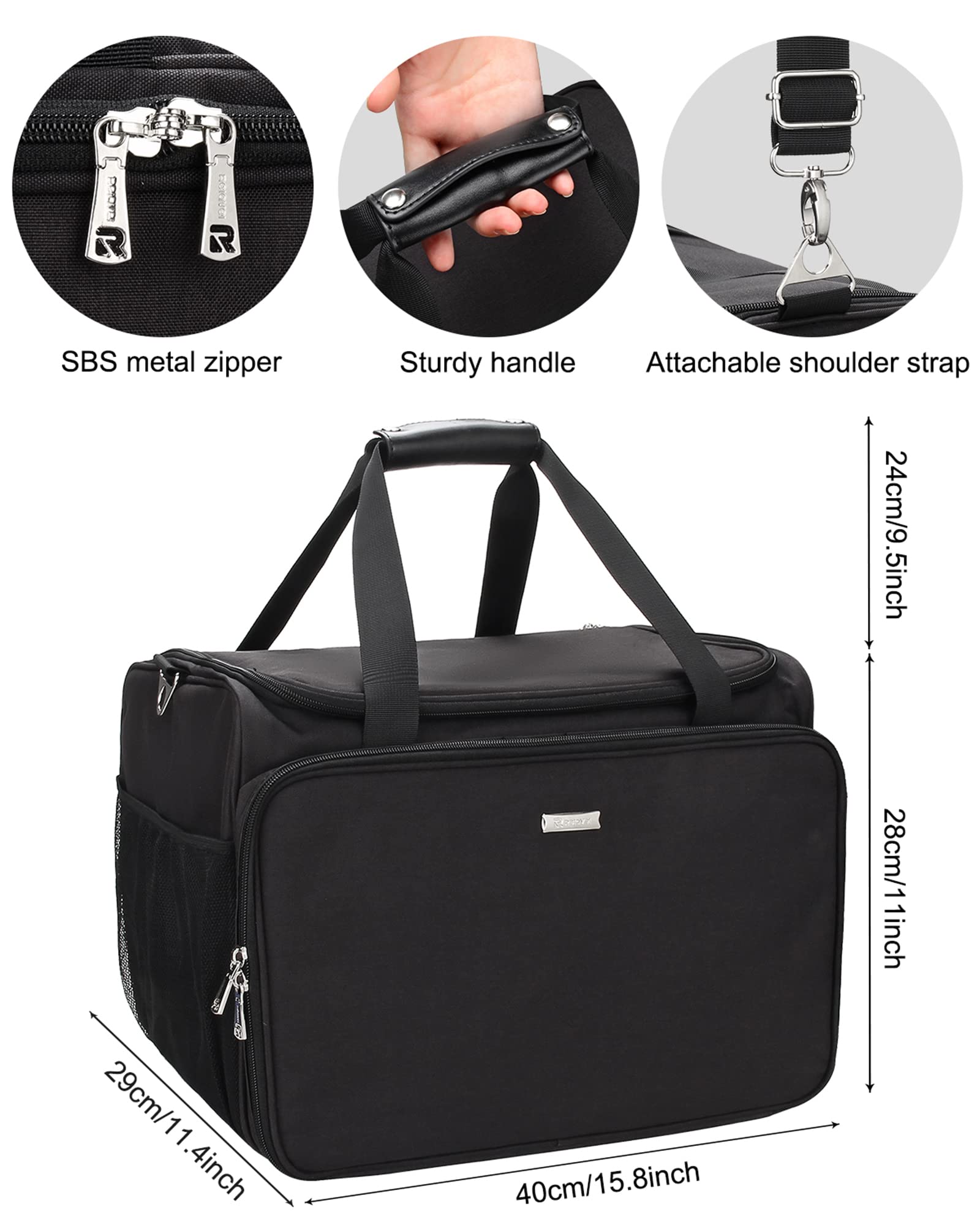 MONSTINA Rolling Makeup Train Case with 4 Small Cosmetic Bags + Professional Hairdressing Organizer | Adjustable Divider Travel Makeup Trolley for Hairstylists & Makeup Artists | Perfect for Salon, Bridal & On-Site Beauty Services (Black)