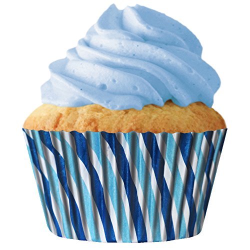 Blue Swirl Baking Cups 32 Count - Premium Cupcake Liners for Baking, Party Decorations & Dessert Displays - Perfect for Birthdays, Weddings & Holiday Treats