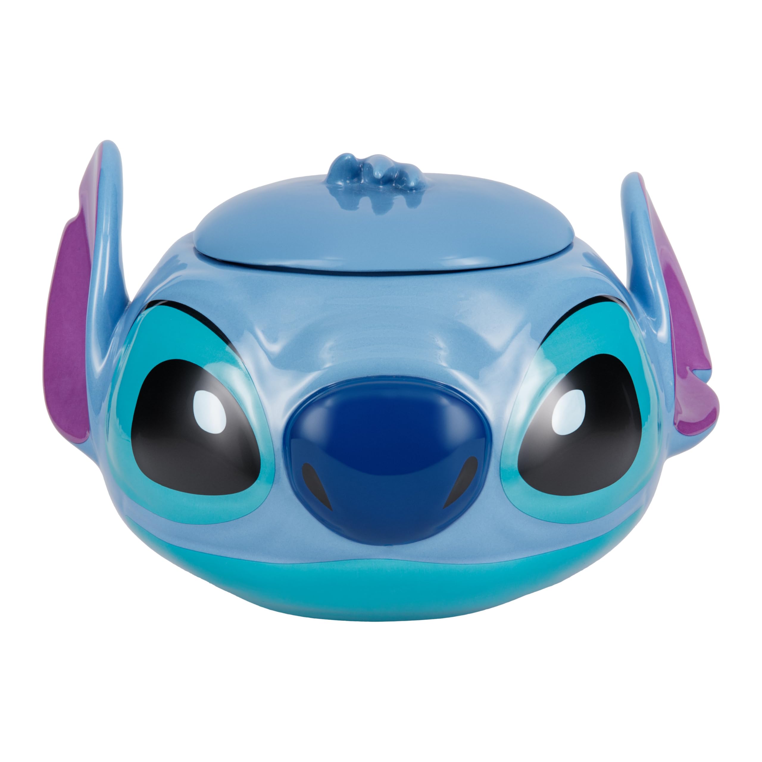 Disney Stitch Official Licensed Ceramic Cookie Jar with Lid – 5.9 Inch Vibrant Blue Snack Storage for Kitchen, Playroom, or Office | Perfect Gift for Lilo & Stitch Fans, Kids & Adults Collectors | Great for Cookies, Candy, Tea Bags & Kitchen Organization