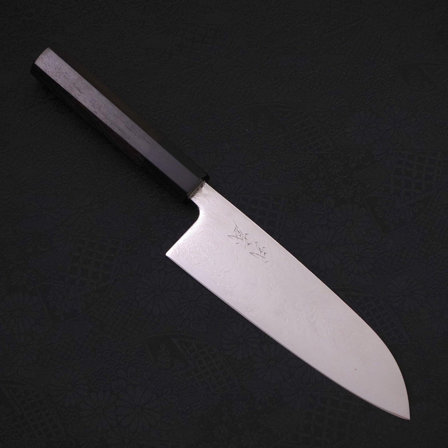 Premium Santoku Knife 165mm - SLD Steel, Wave Nickel Damascus Blade with Buffalo Ebony Handle - Perfect for Slicing, Dicing, and Chopping Vegetables, Meat, and Fish