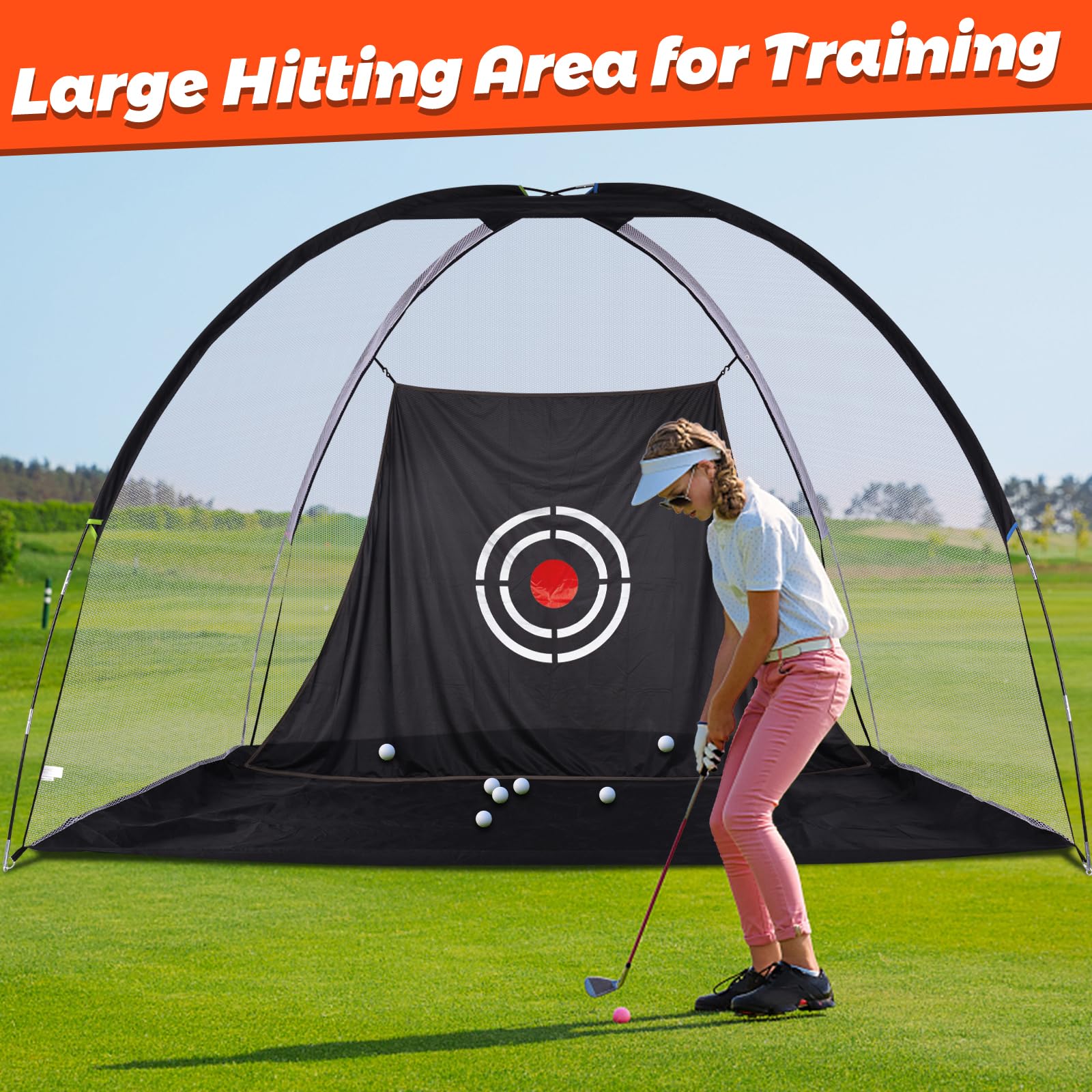 Premium Golf Practice Hitting Net with Target - Durable Backyard & Driving Range Training Net for Swing Practice | Perfect for Home, Outdoor & Indoor Golf Training