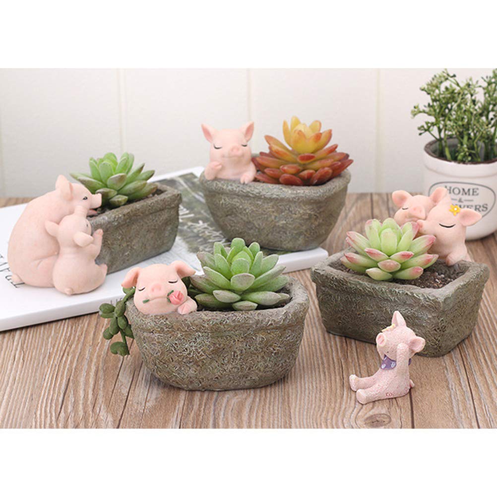 Cabilock 1pc Succulent Plant Pot - Decorative Resin Flower Planter with Drainage Hole - Small Bonsai Container for Home, Office, Garden & Indoor Plants