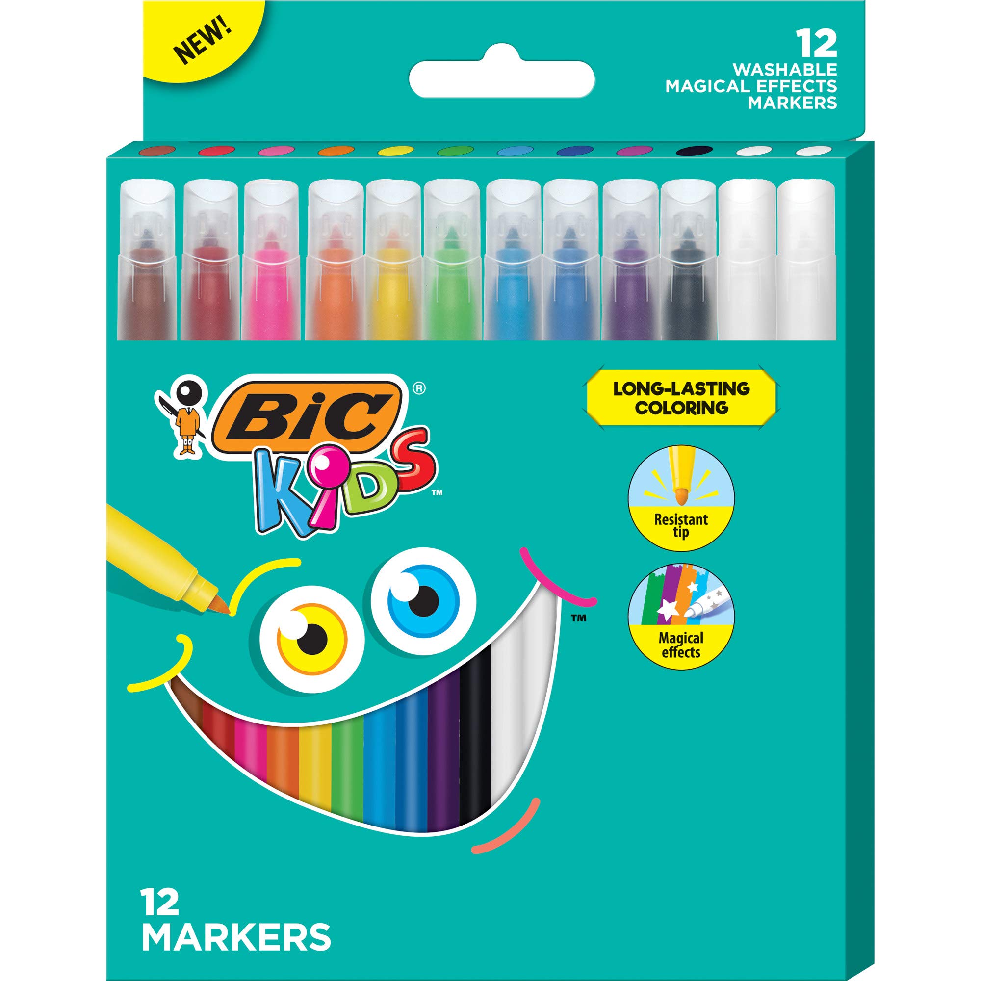 BIC Magic Effects Coloring Markers Set - 12 Vibrant Colors for Kids & Adults - Perfect for Art Projects, DIY Crafts, and School Supplies | Ideal for Drawing, Scrapbooking, and Creative Coloring Activities