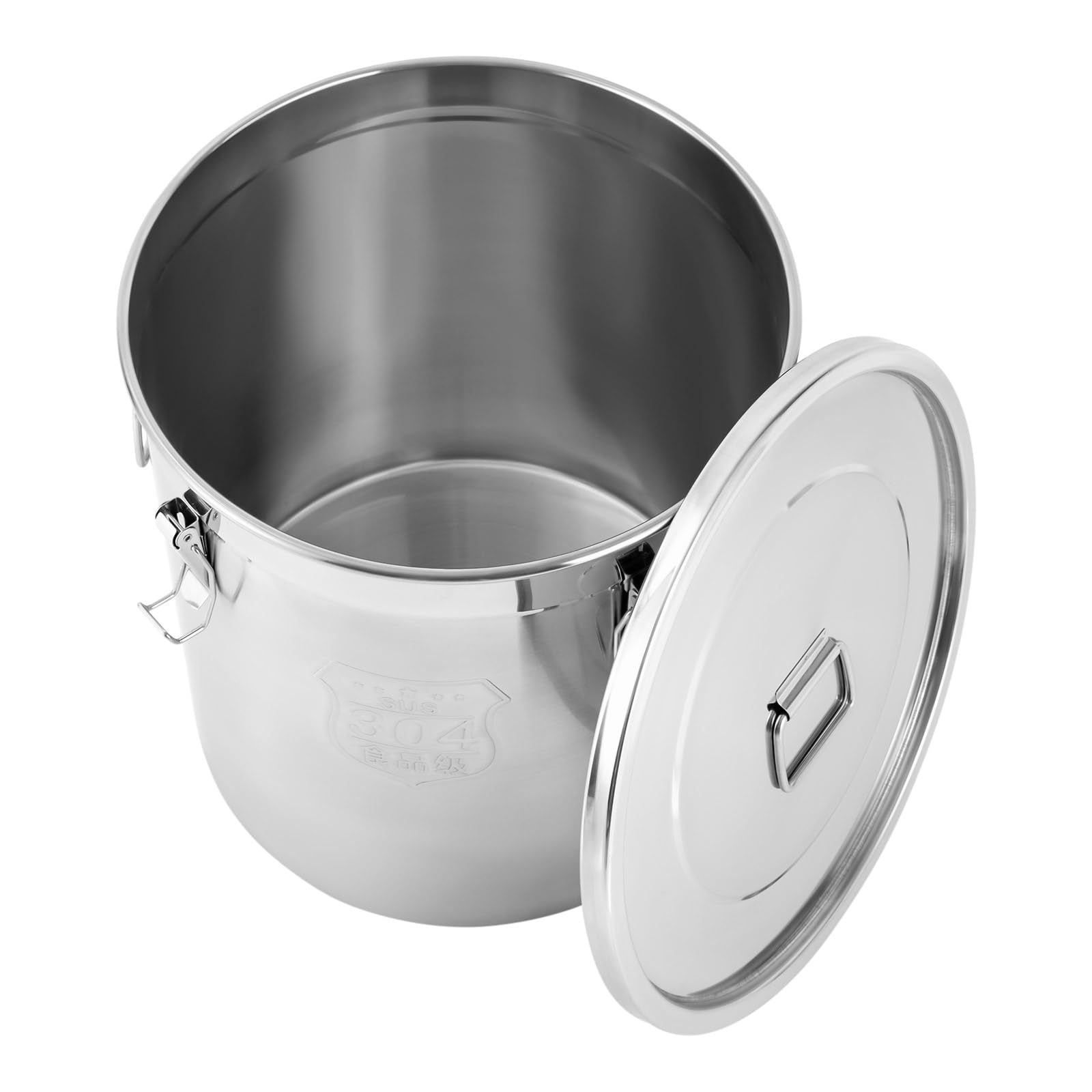 DYNAMI 304 Stainless Steel Airtight Food Storage Container - 48L/12.7Gal Large Canister with Locking Lid for Rice, Flour, Grains, Coffee Beans | Kitchen & Pantry Organization | Bulk Food Storage Solution for Home & Restaurant Use