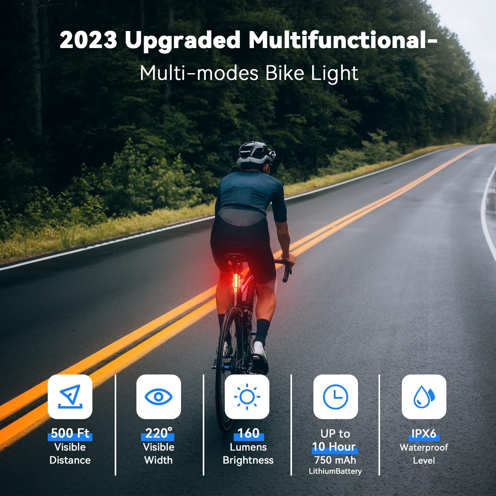 USB-C Rechargeable RGB Bike Tail Light - IPX6 Waterproof LED Bicycle Rear Light with 7 Colors & 14 Modes - Perfect for Night Cycling, Scooters, Roller Skates & Helmet Safety