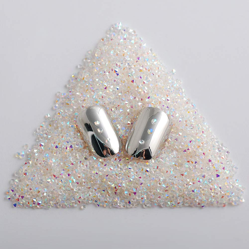 5000Pcs Ultra Mini 0.044Inch Flatback Diamond Glass Rhinestones Beads - Iridescent AB Shine Crystals for Nail Art, Beauty Makeup, Phone Case DIY, Jewelry Crafts | Long Lasting Sparkle for Nails, Eyeshadow, Home Decor & Gift Wrapping