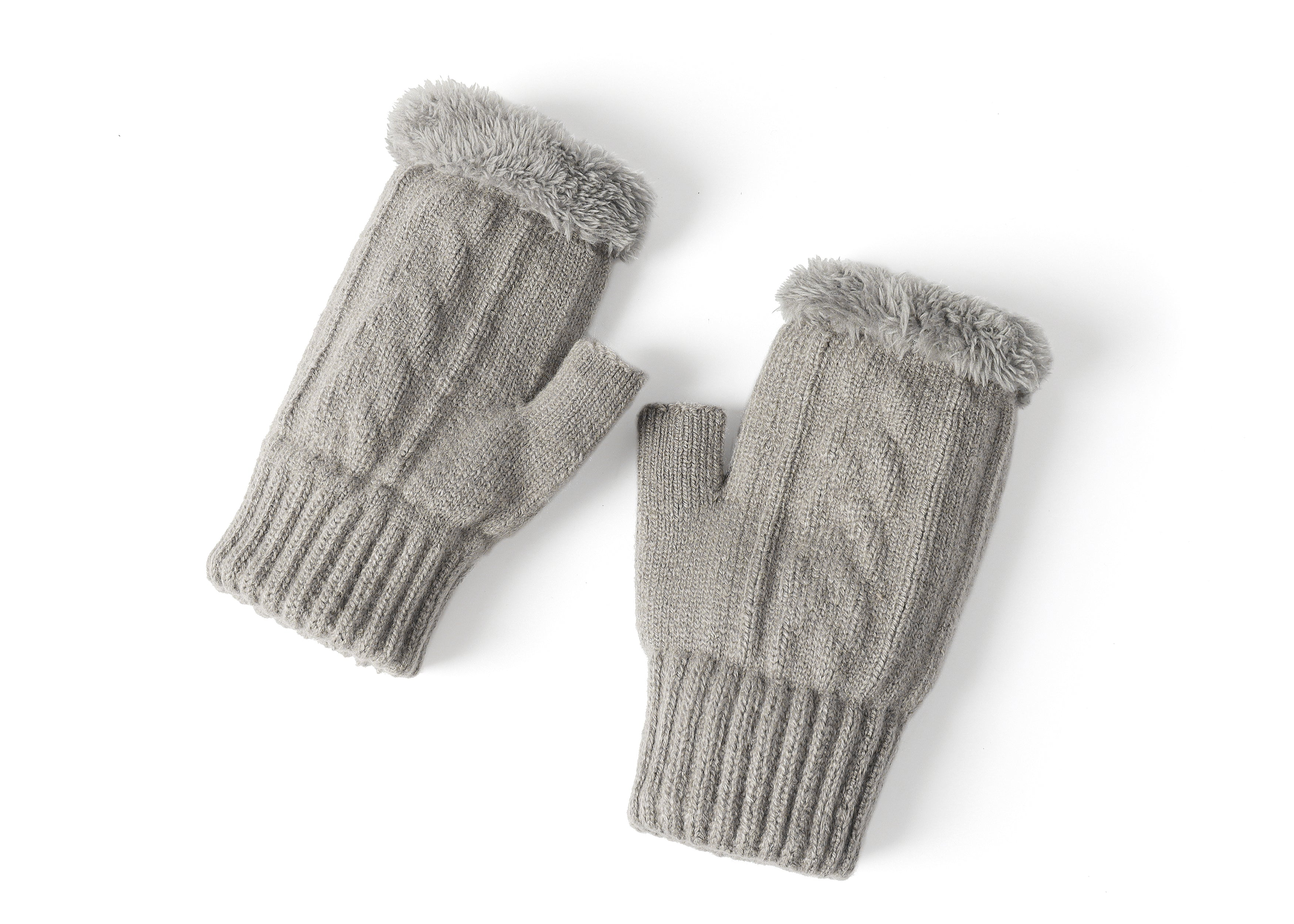 TARRAMARRA® Fingerless Double Layer Ultra Plush Knit Gloves for Women & Men - Warm Winter Gloves for Typing, Driving, and Outdoor Activities