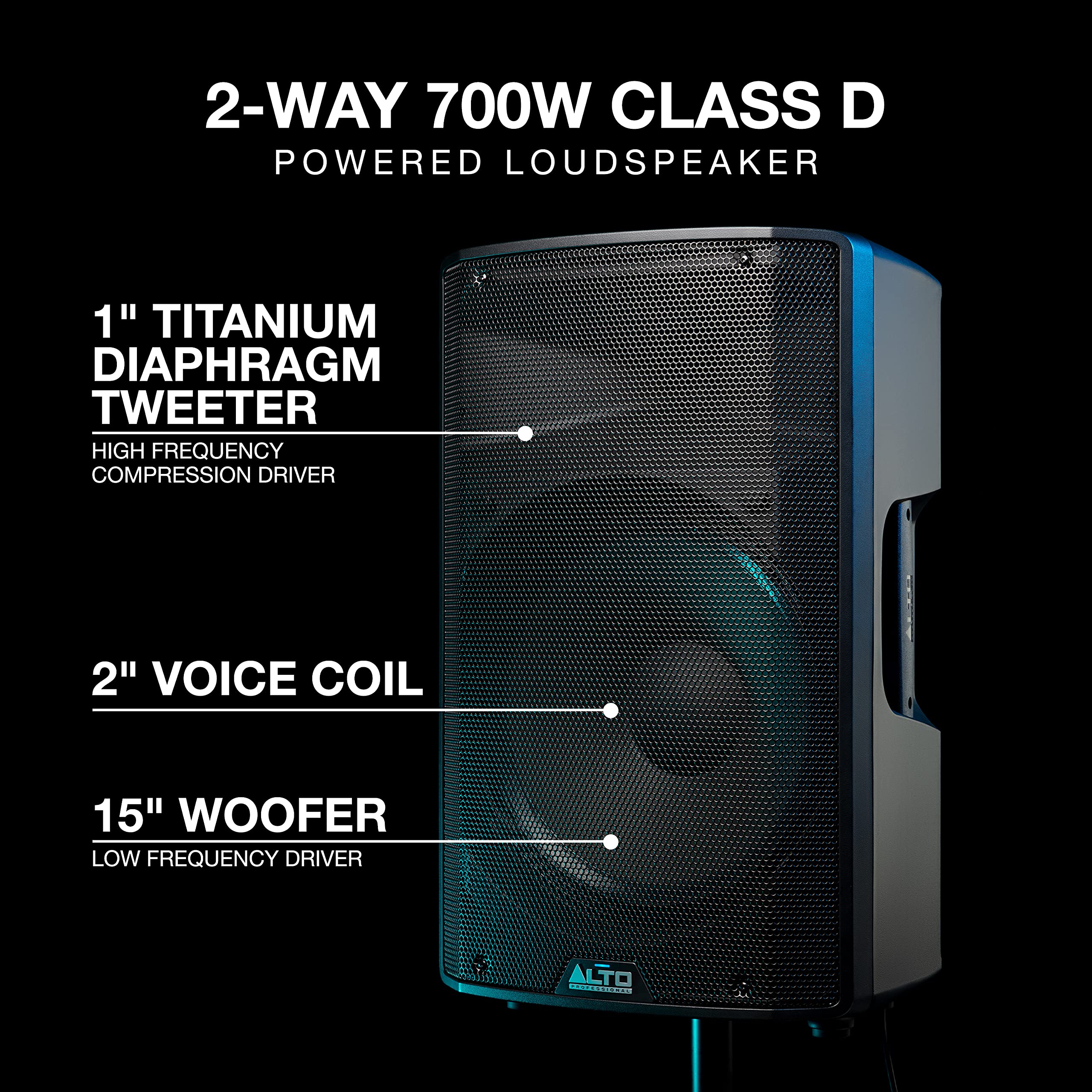 ALTO TX315 700W 15 Inch 2-Way Powered PA Speaker with Signal Limiting, Switchable Mic/Line Preamp & XLR Inputs/Outputs - Perfect for Live Performances, DJ Gigs, and Outdoor Events
