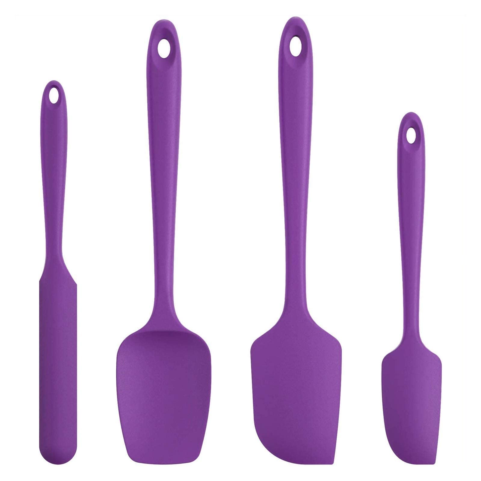 Premium Silicone Spatula Set - 4-Piece Non-Stick Kitchen Utensils for Cooking, Baking & Mixing - Heat Resistant & Dishwasher Safe - Purple Cooking Tools - Perfect for Baking Cakes, Mixing Batter & Non-Stick Cookware