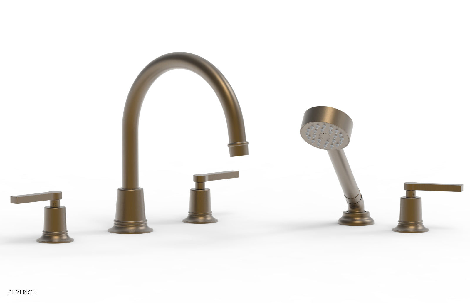 HEX MODERN Deck Mount Tub Faucet Set with Hand Shower and Lever Handles 501-51 - Perfect for Bathroom Renovation and Spa-Like Shower Experience