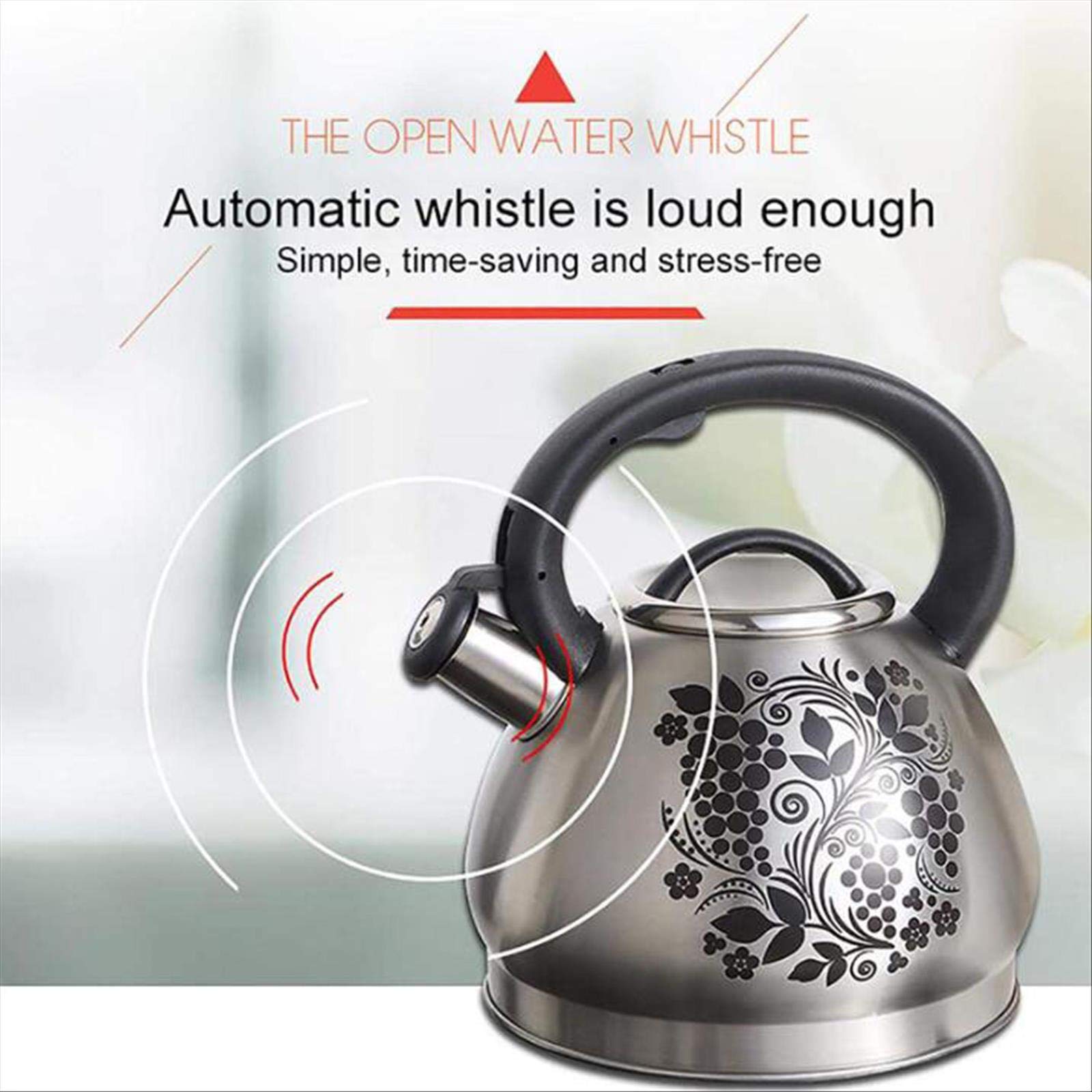 3L Stainless Steel Whistling Tea Kettle - Induction & Gas Stove Compatible - Camping Kettle with Anti-Scald Handle & Color Options - Perfect for Outdoor Adventures, Home Kitchen & Tea Brewing