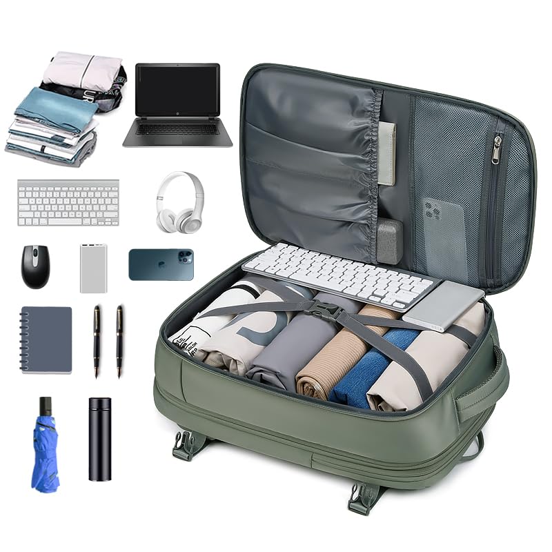 Expandable 17 Inch Travel Backpack - TSA Approved Carry On Backpack for Airplane, Lightweight Waterproof Hiking Backpack with USB Charging Port - Perfect for Business Trips, Weekend Getaways & Outdoor Adventures