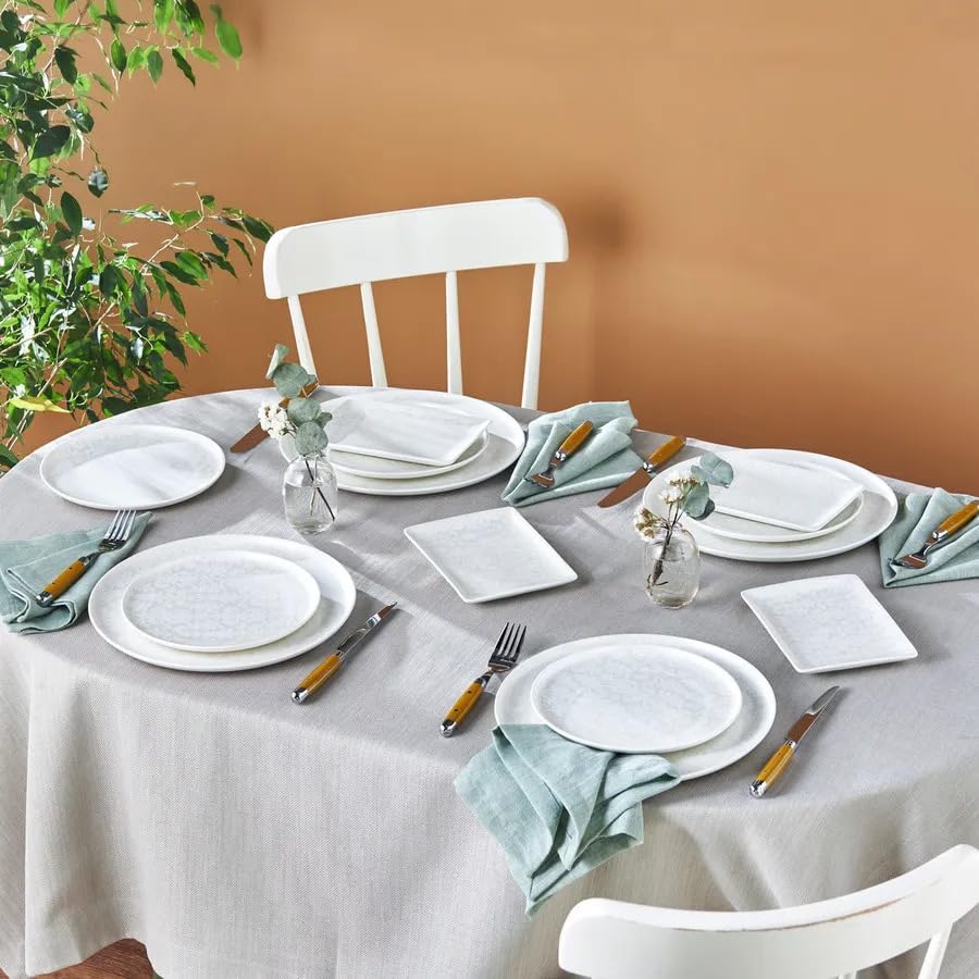 Karaca Minerva 18-Piece Bone China Dinner Set for 6 - Elegant Platinum Tableware with 6 Dinner Plates (11