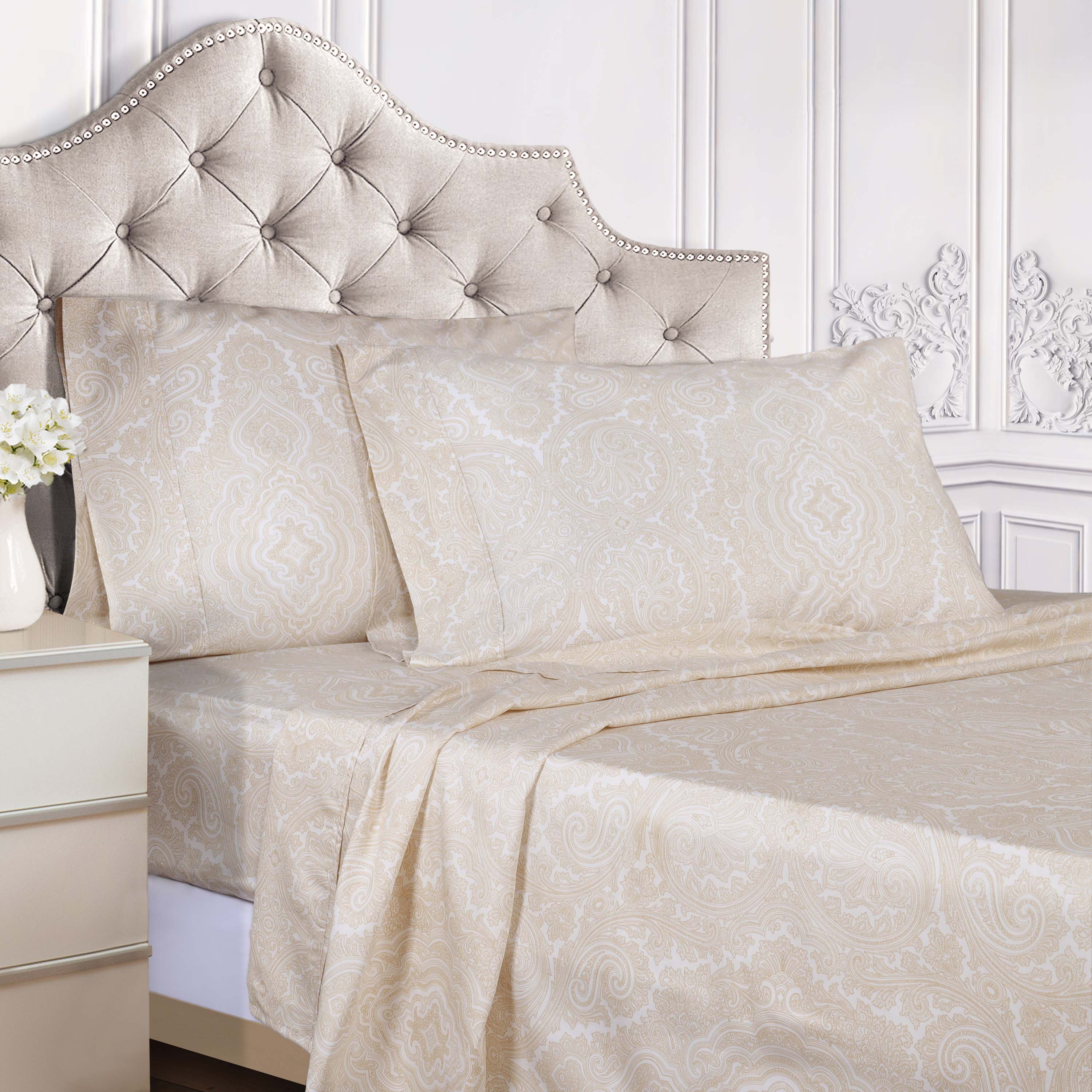 Italian Paisley 600 Thread Count Cotton Blend Deep Pocket Sheet Set - Ultra Soft Bedding for Queen & King Size Beds - Perfect for Luxury Hotels, Guest Rooms & Master Bedrooms