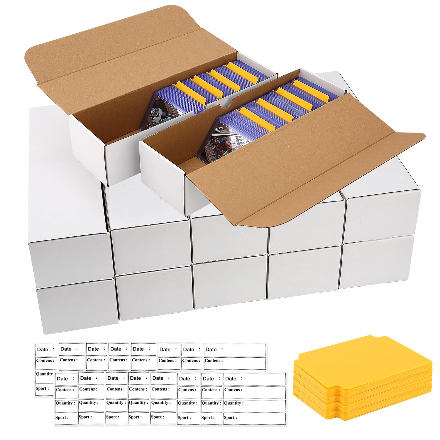 12-Pack Large White Trading Card Storage Boxes - Heavy Duty Cardboard Game & Sport Card Holder for Toploaders, Shipping, Collectibles - Perfect for Organizing Pokemon, MTG, Yu-Gi-Oh Cards (12pcs)