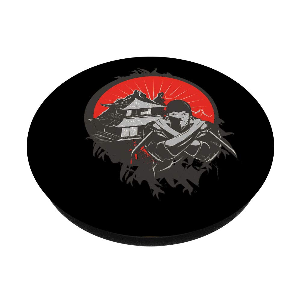Ninja Secret Assassin - Ancient Asian Legend Graphic Art PopSockets Phone Grip & Stand for iPhone, Samsung, Tablets - Perfect for Gaming, Work & Travel